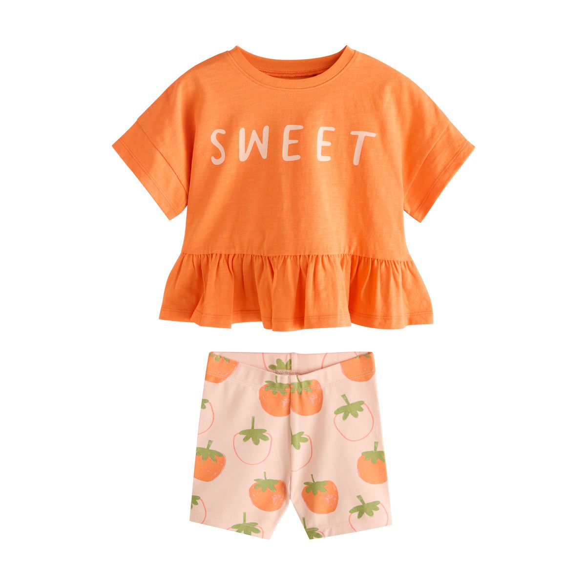 Ensemble haut à manches courtes et short fraise orange, NEXT