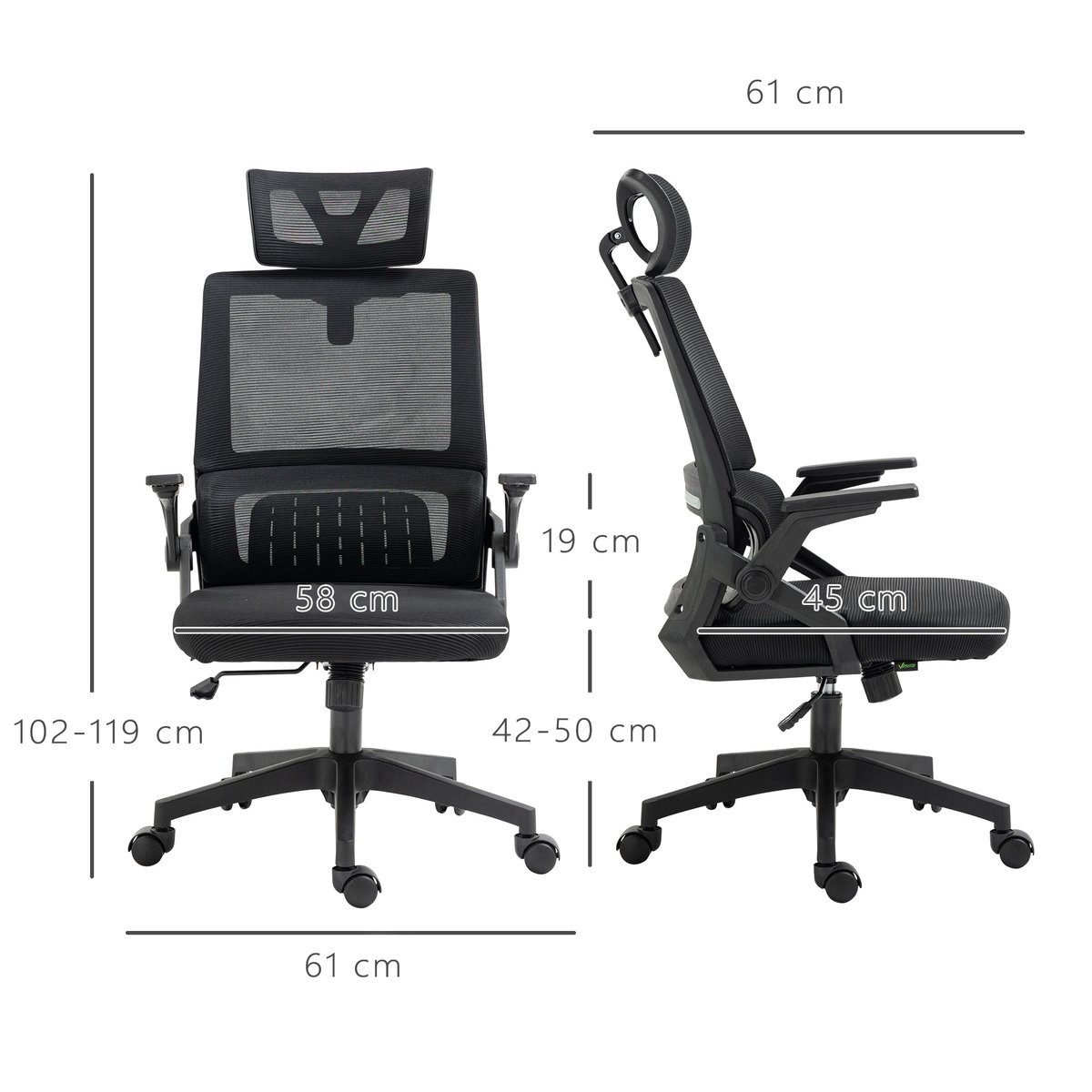 Chaise de bureau Maille Noir noir, HOMCOM