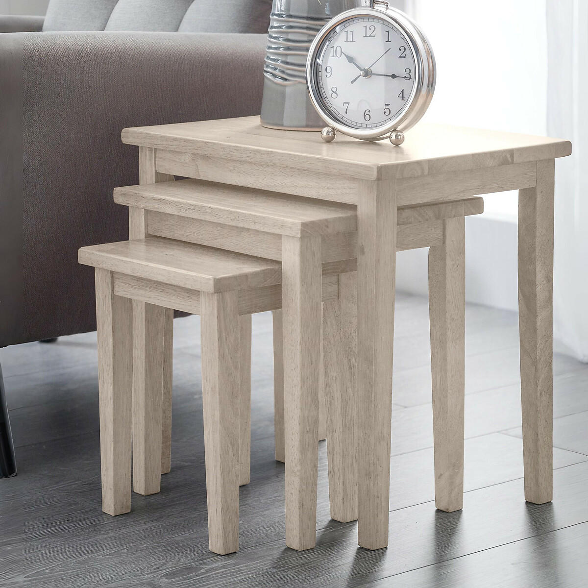 Calia Woodwash Nesting Side Tables (Set of 3) light wood, SO'HOME