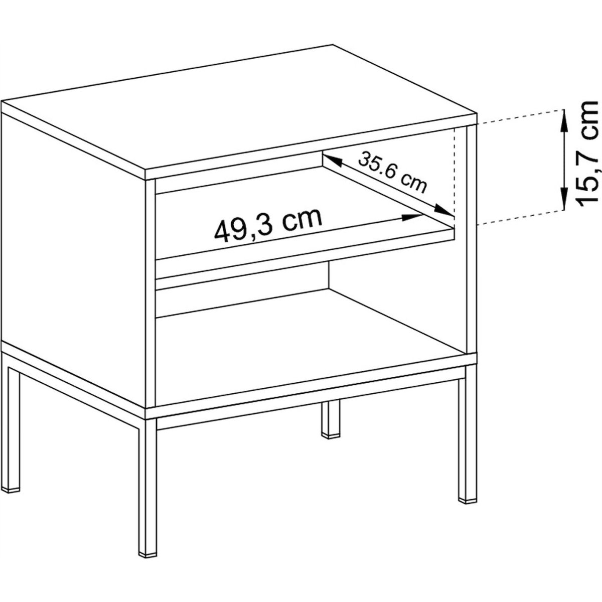 Table de chevet bois collection MONNE beige et noir, RECOLLECTION