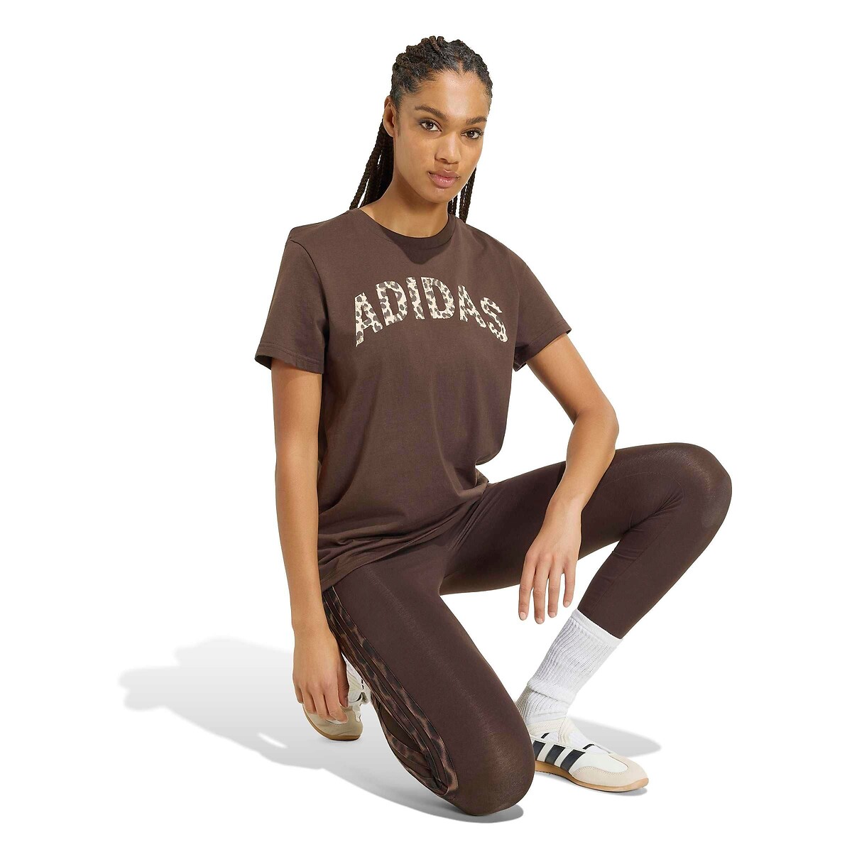Leopard Print Short Sleeve T-Shirt brown/leopard, ADIDAS SPORTSWEAR