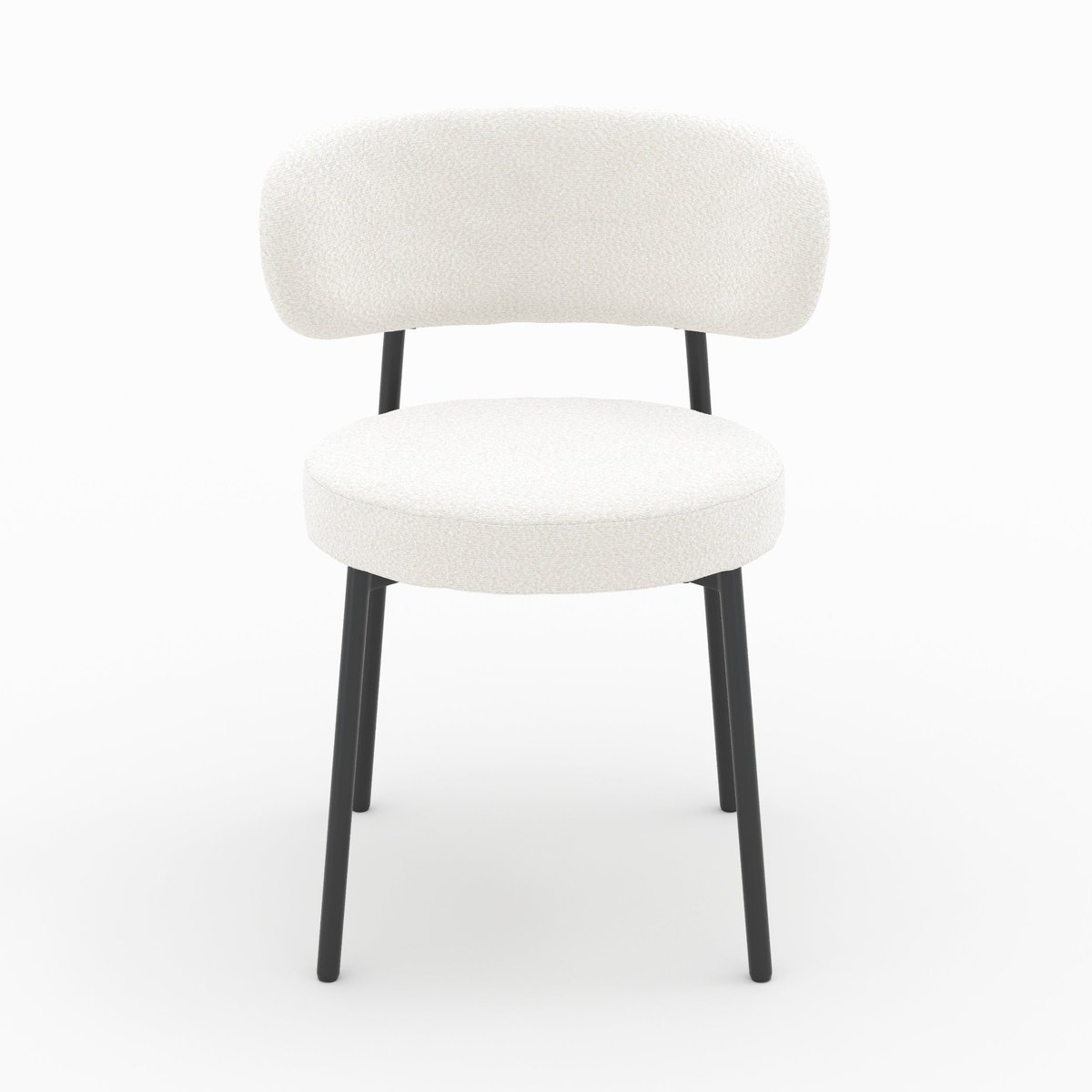 Lot de 2 chaises en tissu bouclé et pieds - MAËLIE blanc cassé, MAISON PAVANE