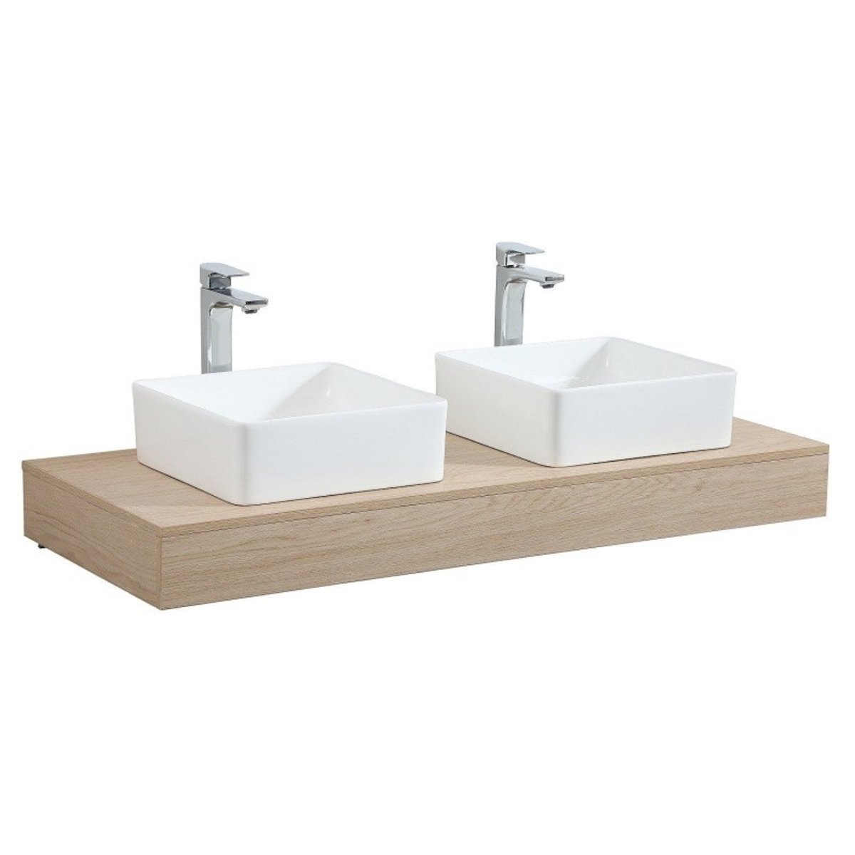 Plan de toilette épai double +équerres WILL décor chêne, MOB IN