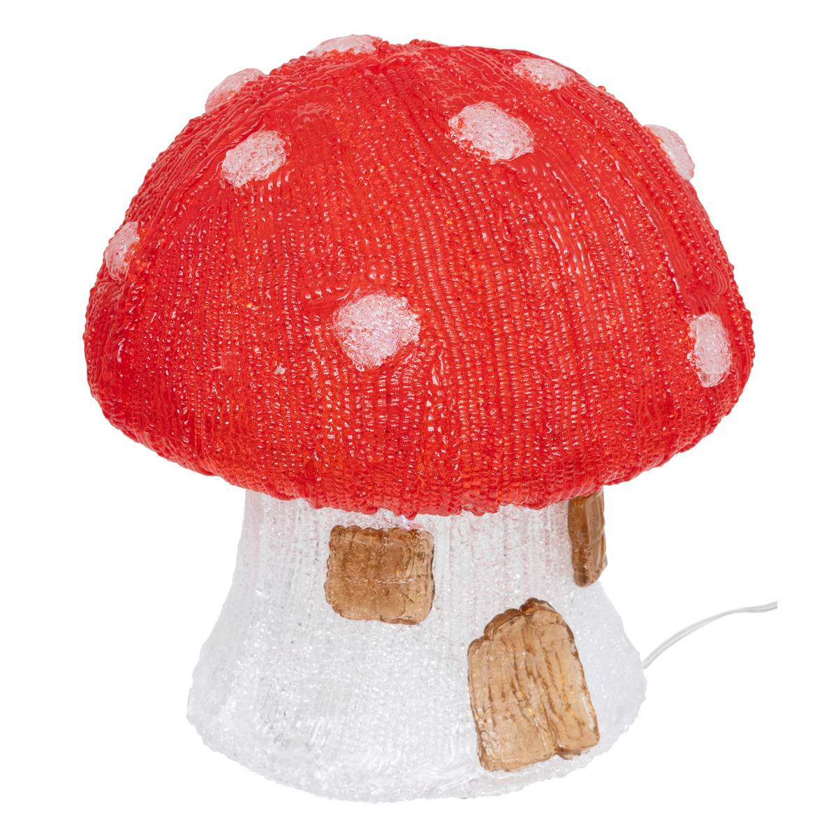 Forme acrylique extérieure maison champignon lumineux solaire 30 LED 8 fonctions H21 cm multicolore, FEERIC LIGHTS & CHRISTMAS