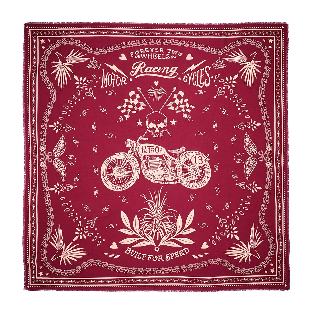 Grand foulard à motifs BANDANA bordeaux, WILD