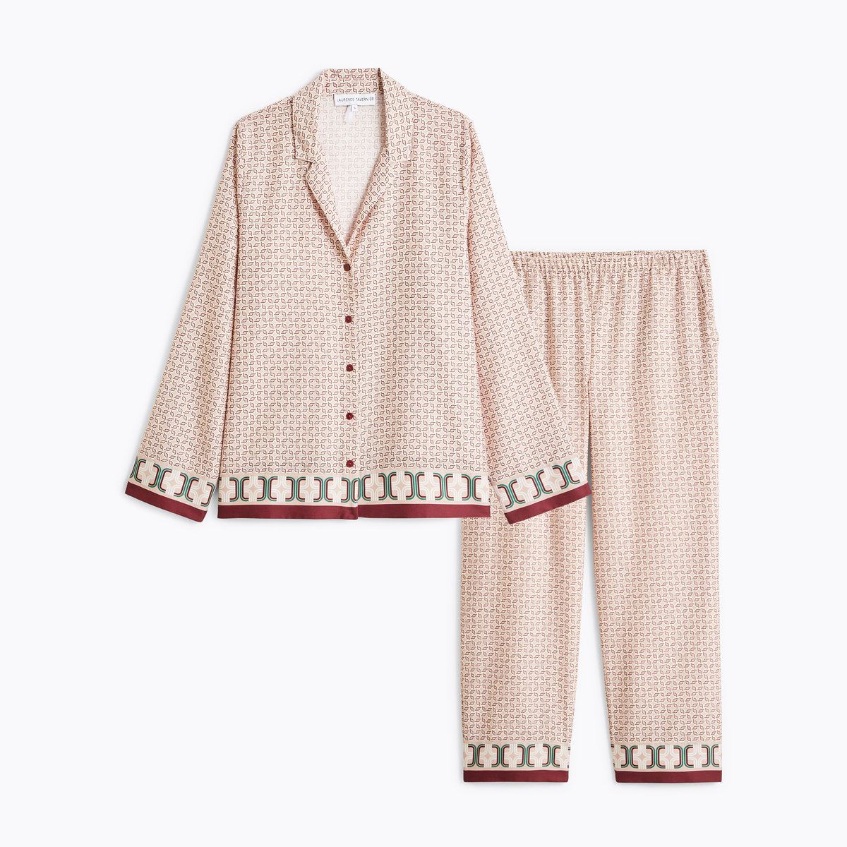 Pyjama col tailleur en satin FASCINANTE beige, LAURENCE TAVERNIER