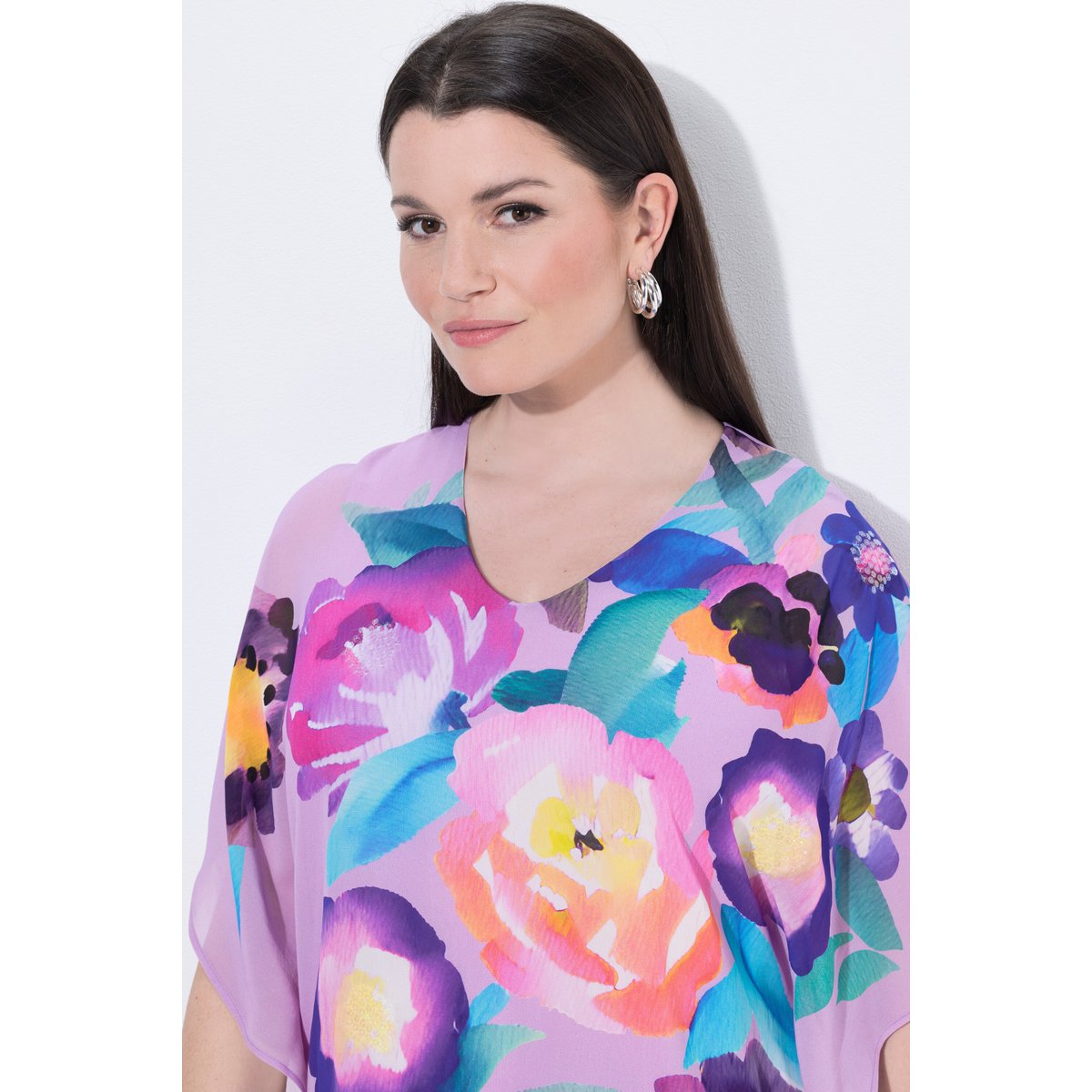 Blouse en mousseline, fleurs lilas clair, ULLA POPKEN