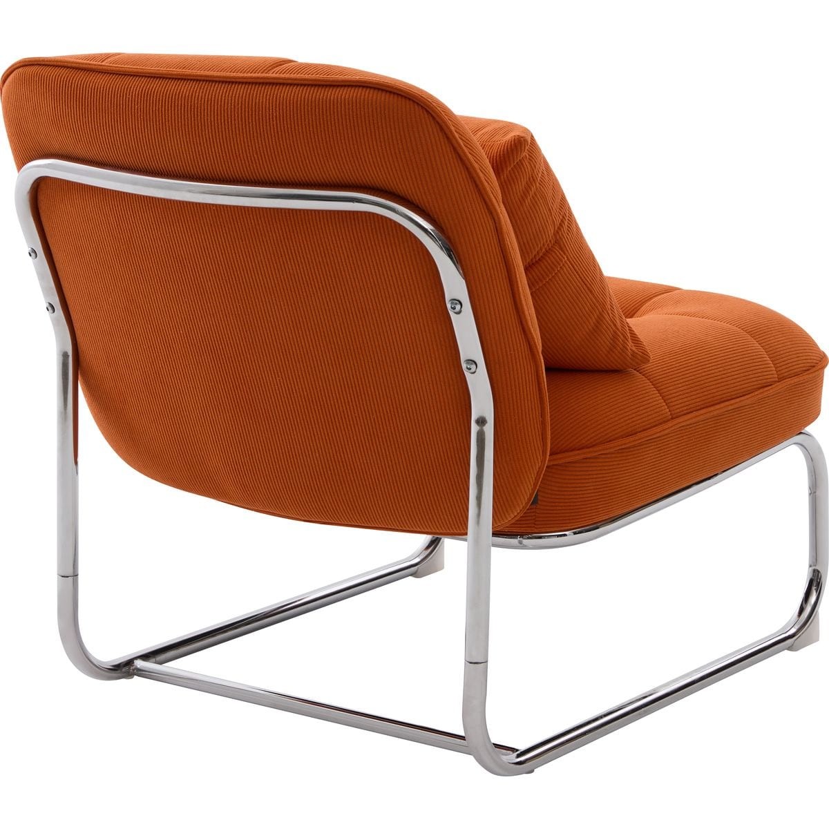 Fauteuil en velours côtelé et piètement chromé - MARVIN orange, HOMIFAB