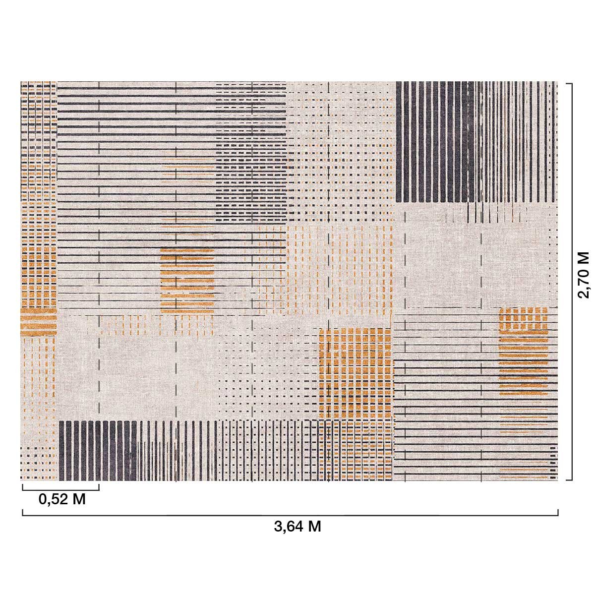 Papier peint graphique lignes modernes beige et noir beige, HEXOA