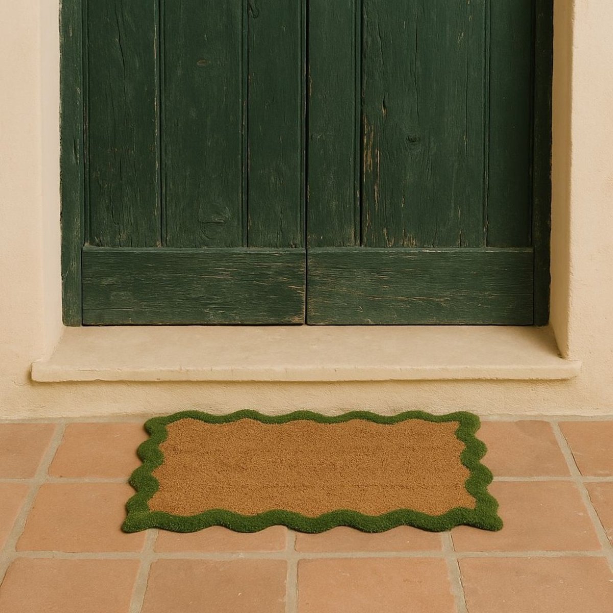 Paillasson coco contour feston 40x60cm vert, ORNAMI