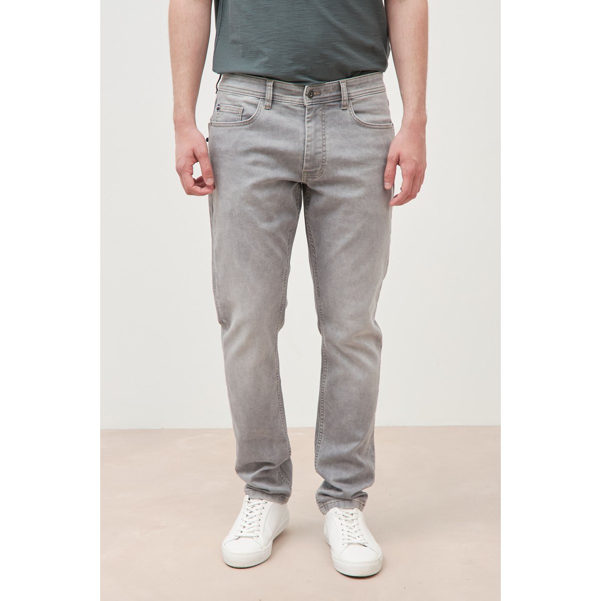 Jeans slim longueur 32 denim gris, BONOBO