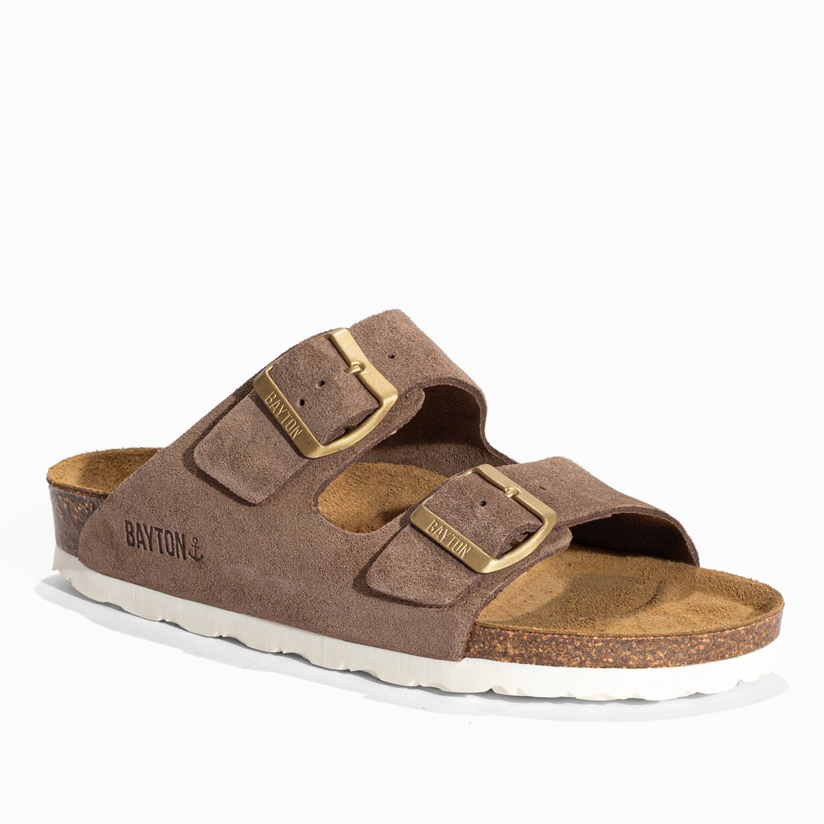 Sandales en cuir suedé ATLAS taupe, BAYTON