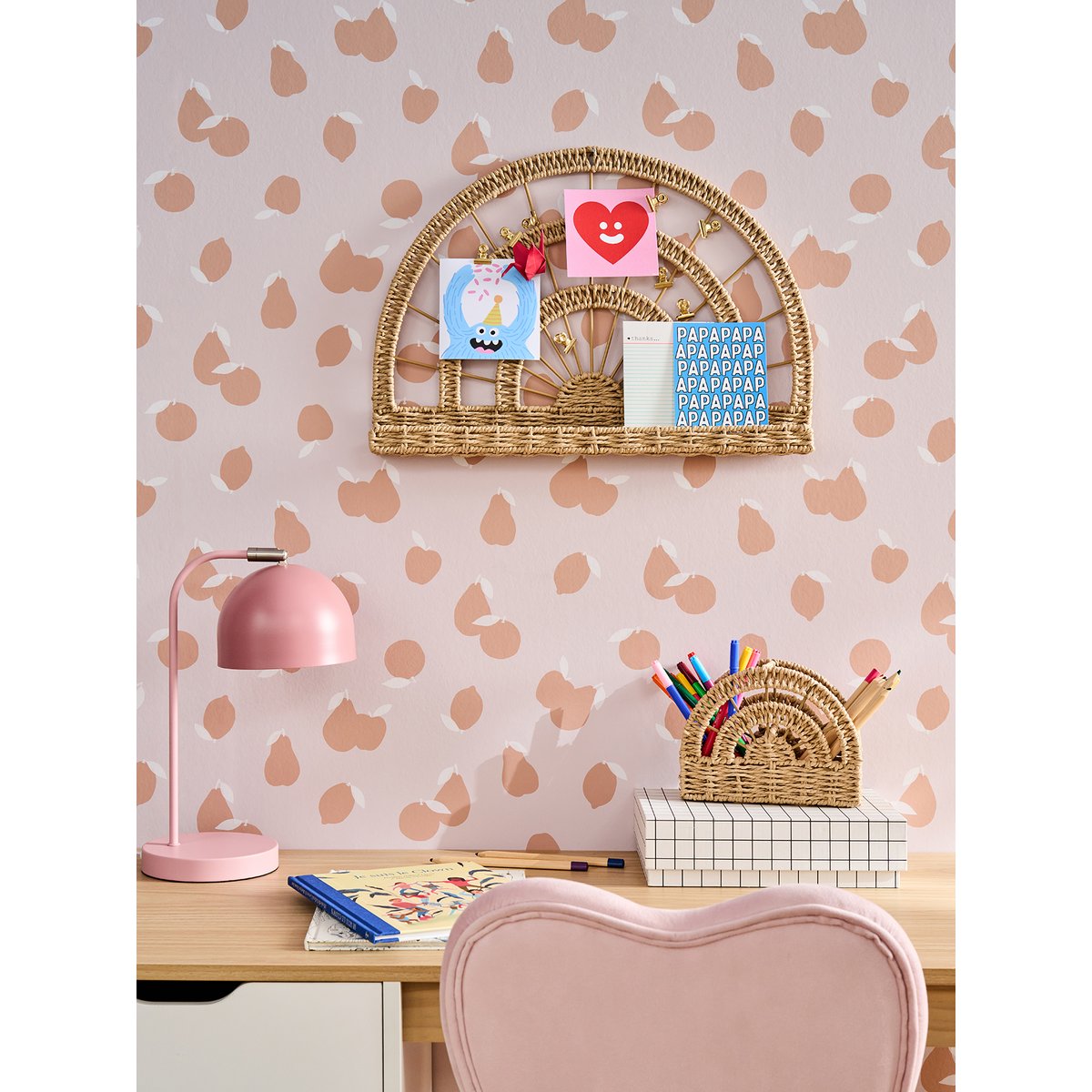 Pêle mêle corde de papier arc en ciel beige, VERTBAUDET