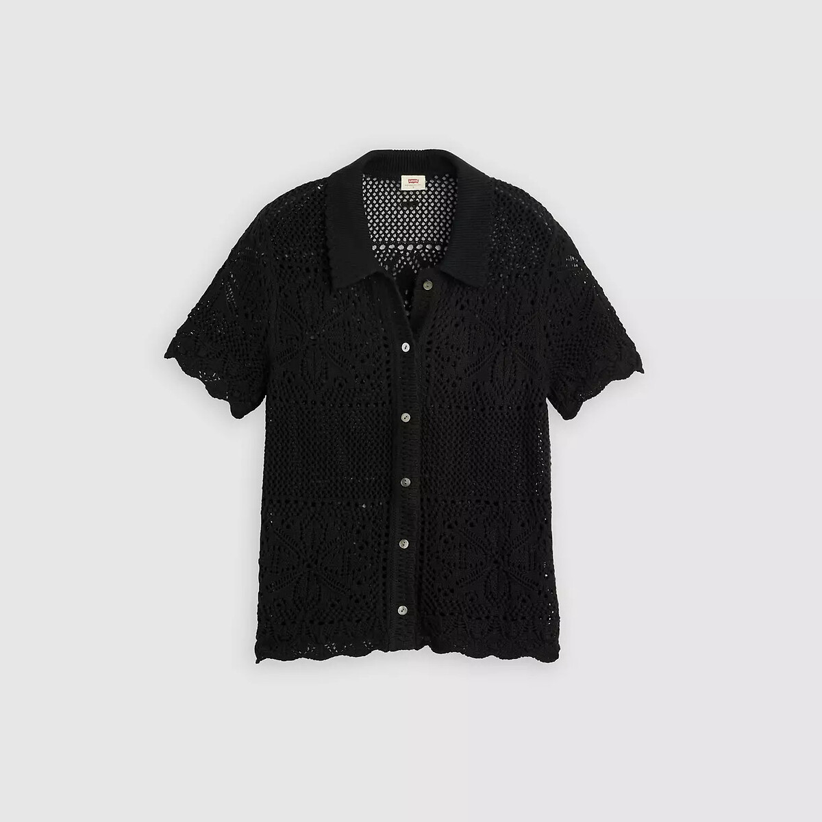 Blouse manches courtes en crochet anthracite, LEVI'S