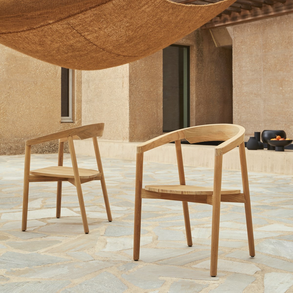 Chaise de jardin en Teck massif, FRANCIA naturel, TIKAMOON