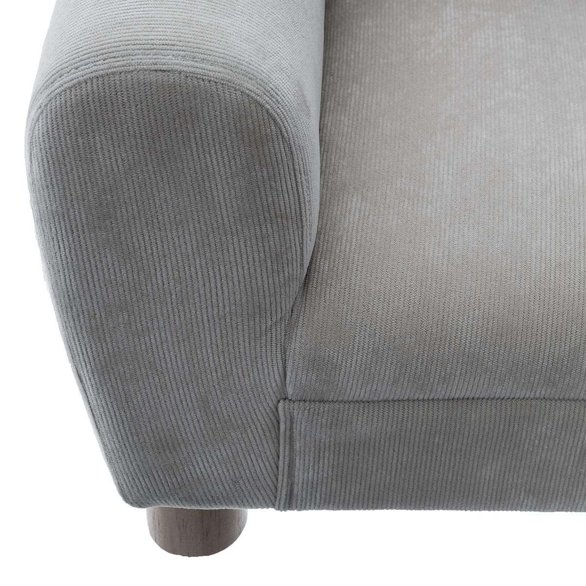 Fauteuil enfant forme animal en velours côtelé BALO gris, ATMOSPHERA FOR KIDS