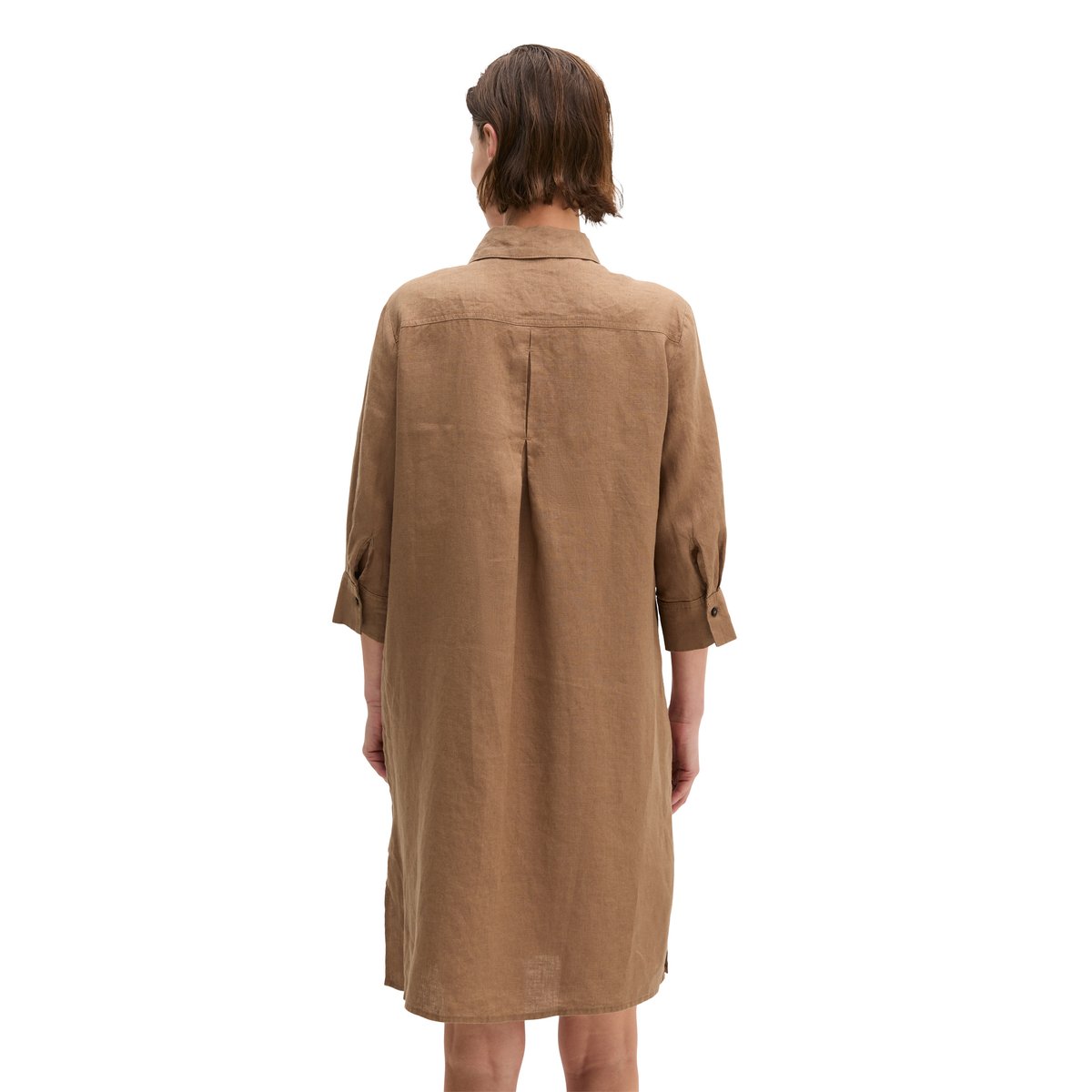 Robe en lin loose avec fermeture éclair sans couture marron, MARC O'POLO