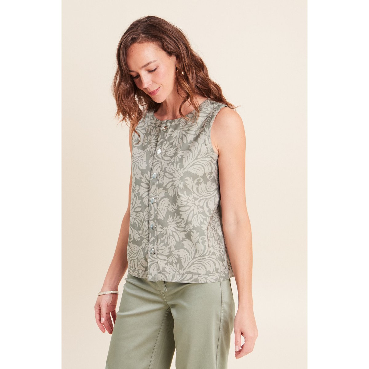 T-shirt réversible sans manches vert clair, BREAL