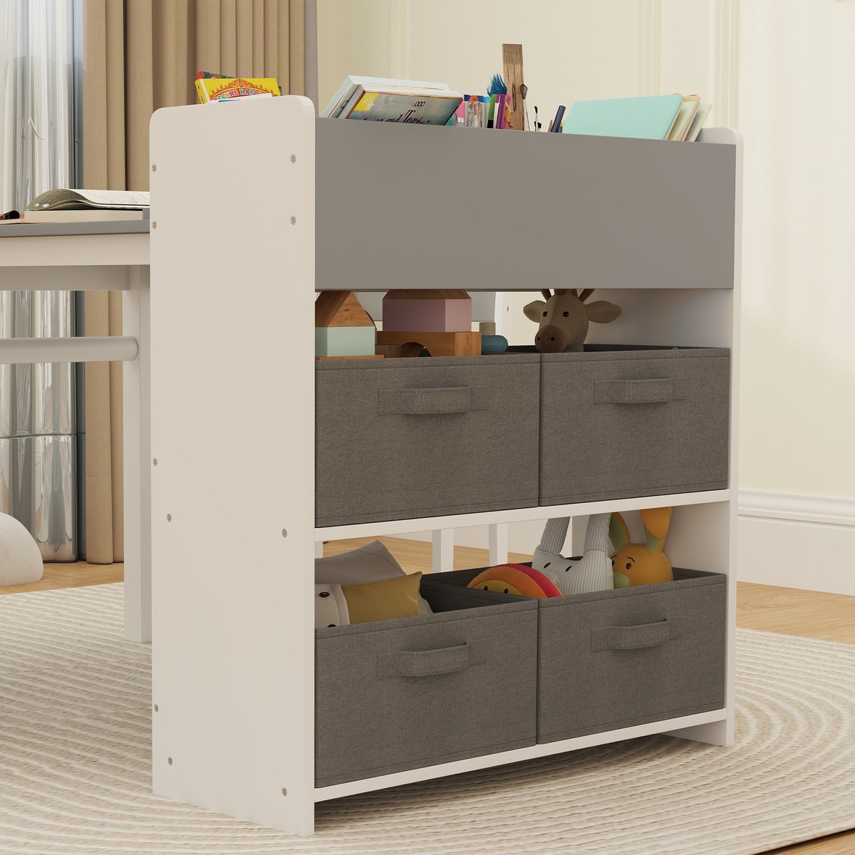 Ensemble table et chaises pour enfants MDF gris, blanc, AIYAPLAY