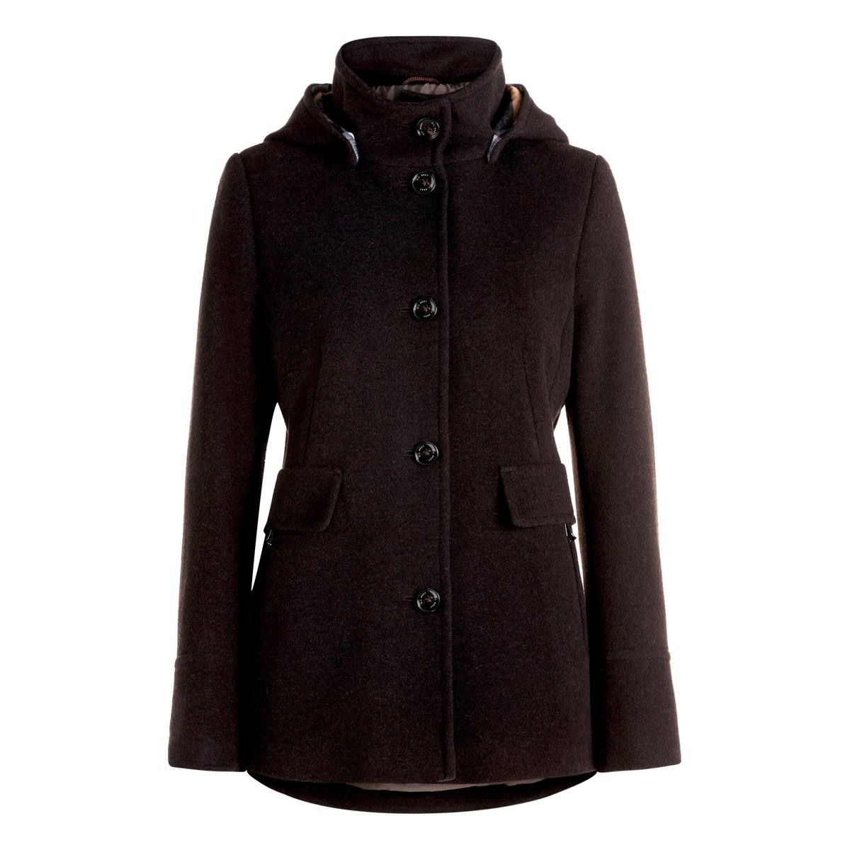 Veste en laine à capuche dark brown melange, GIL BRET