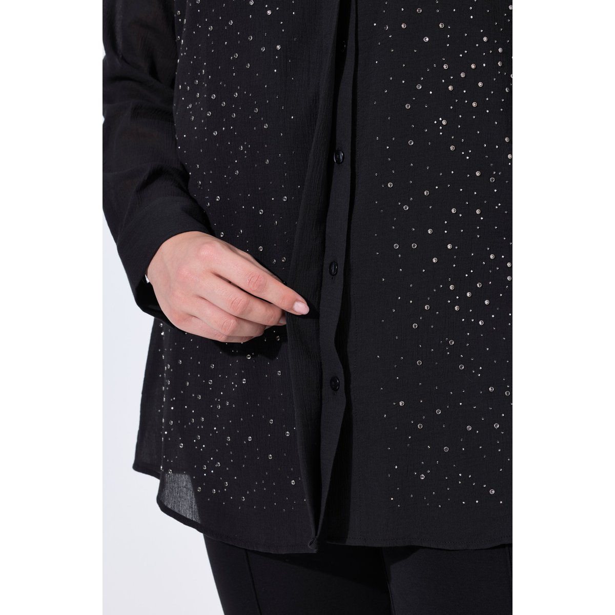 Blouse à strass noir, ULLA POPKEN
