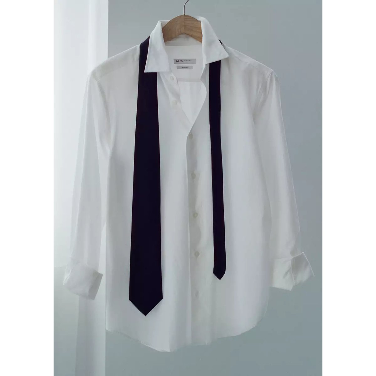Cravate unie microstructure noir, MANGO MAN