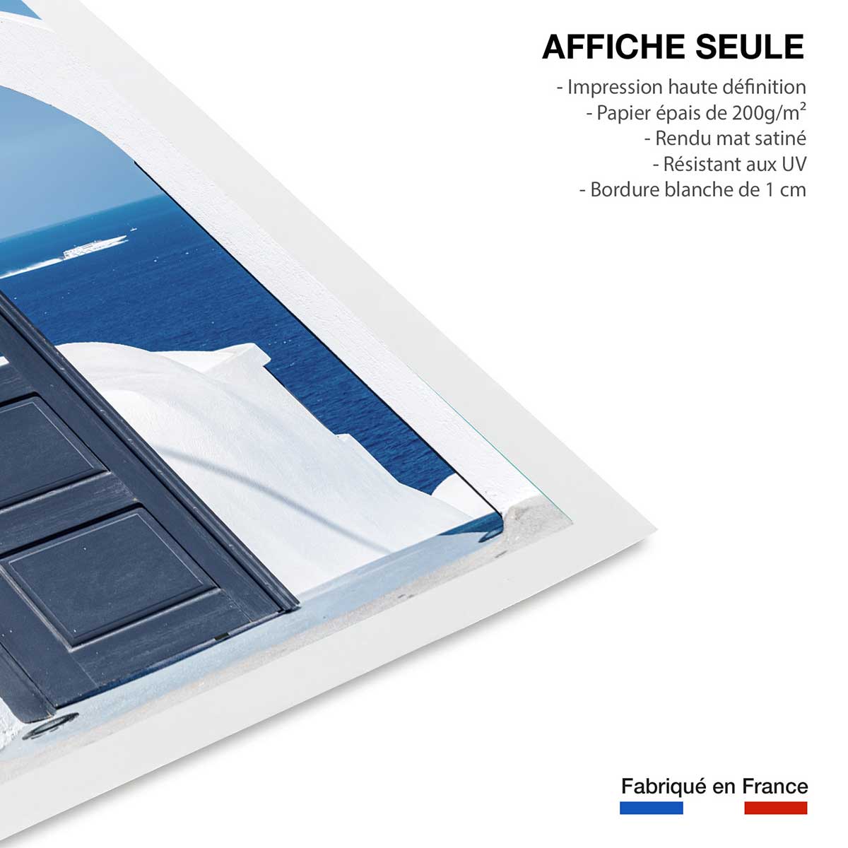 Poster porte bleue oia affiche seule, HEXOA