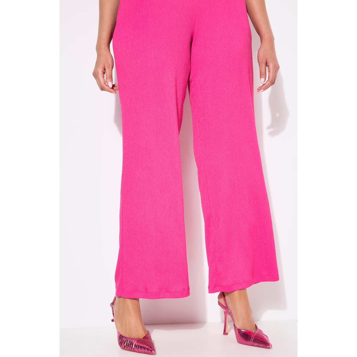 Pantalon jambe large. Taille confortable. rose vif, ULLA POPKEN