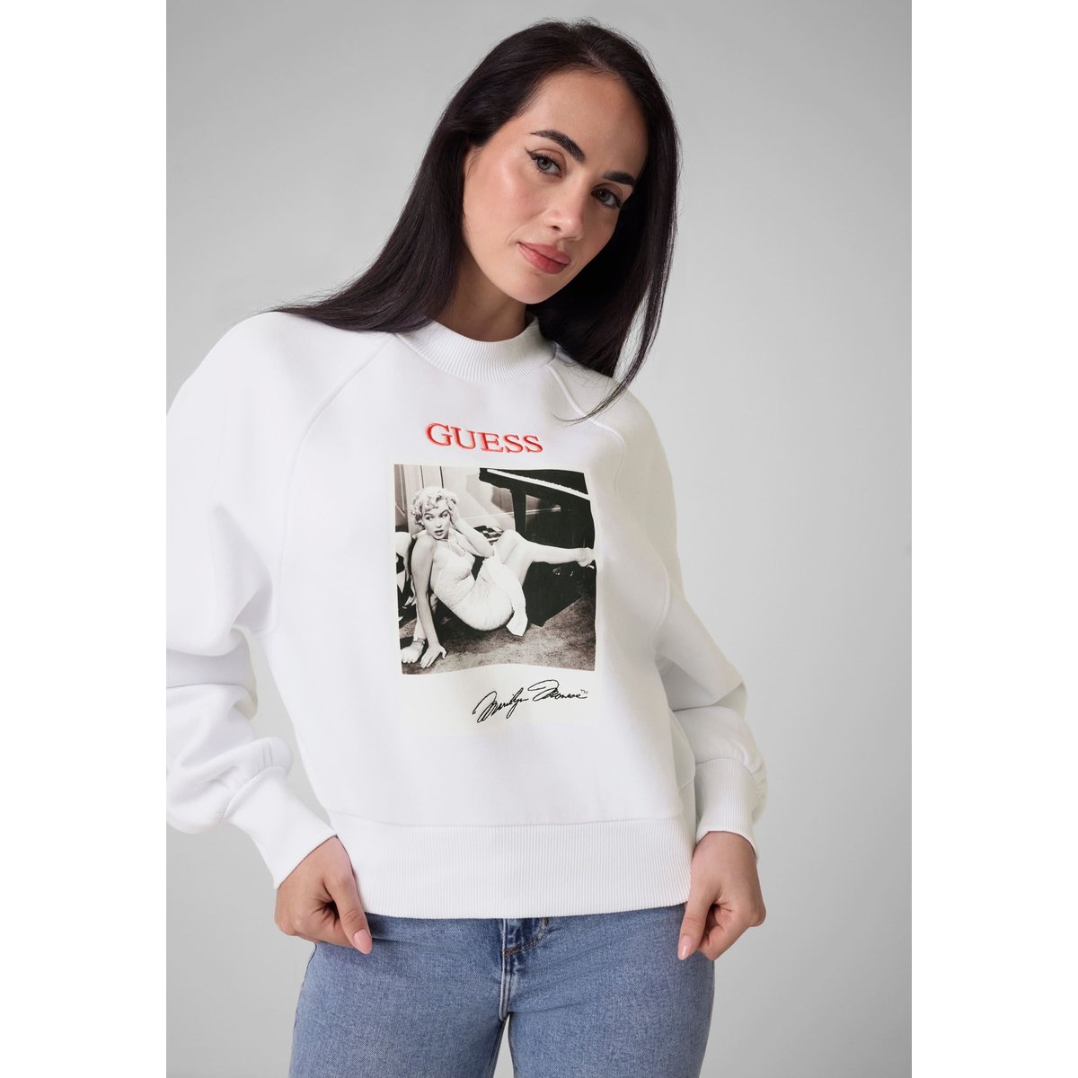 Sweat-Shirt Imprimé Marilin blanc, GUESS