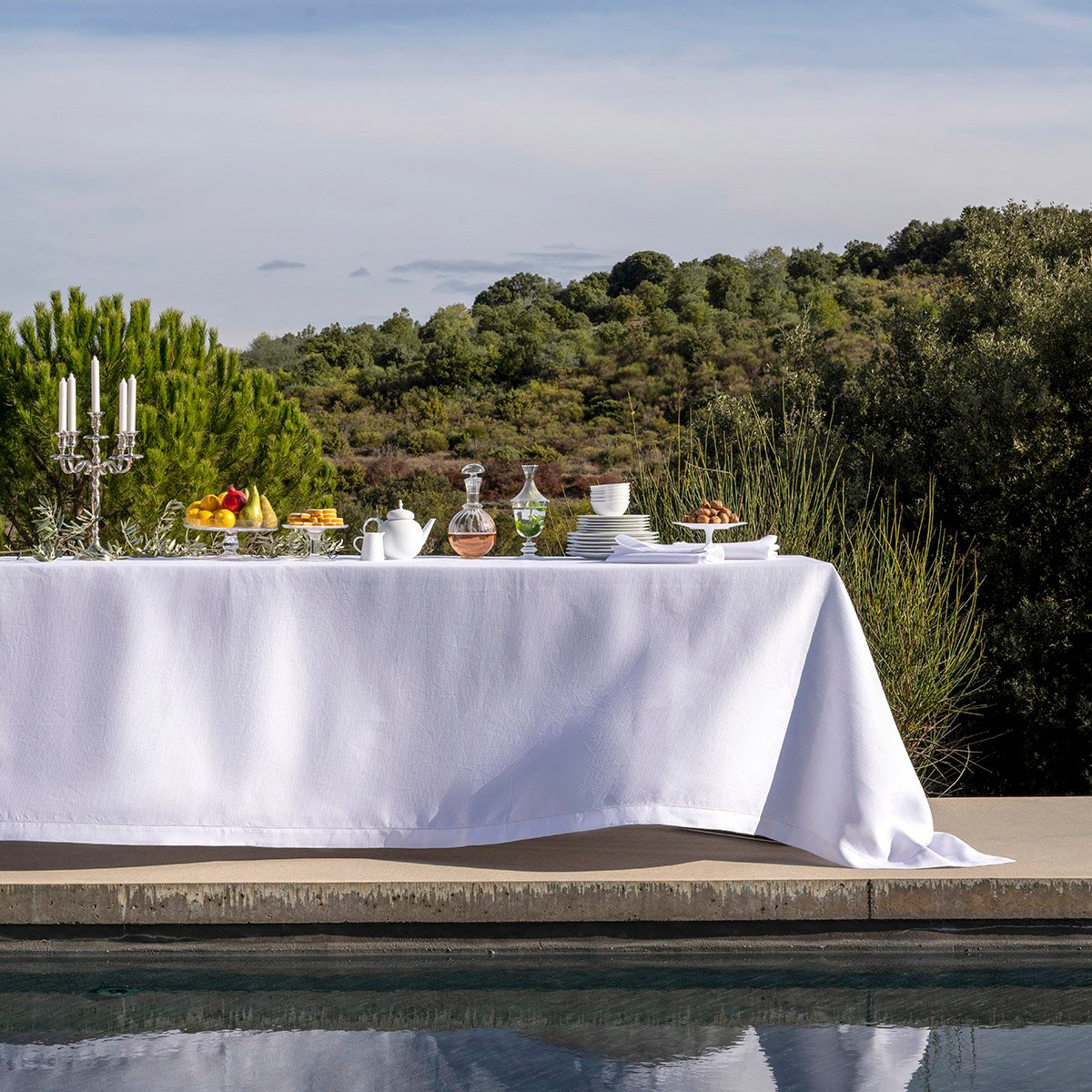 Nappe en Lin, PORTOFINO bianco, LE JACQUARD FRANCAIS