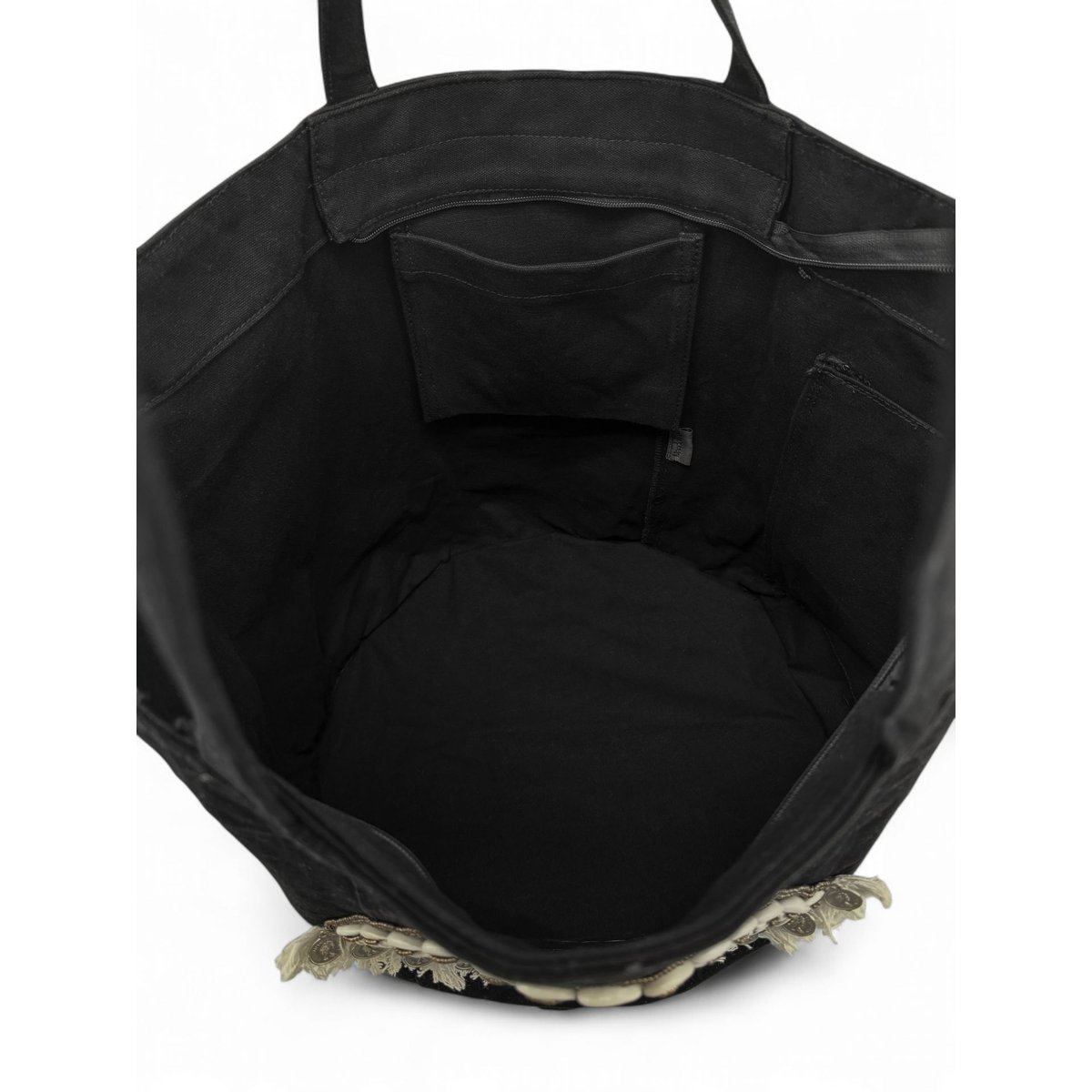 Grand sac en coton, et perles I SEA YOU noir, OH MY BAG