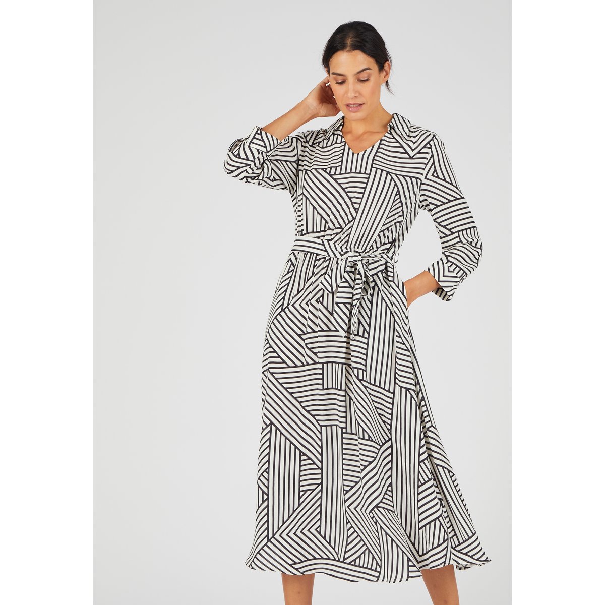 Robe crêpe imprimé graphique noir/blanc graphique, DAMART