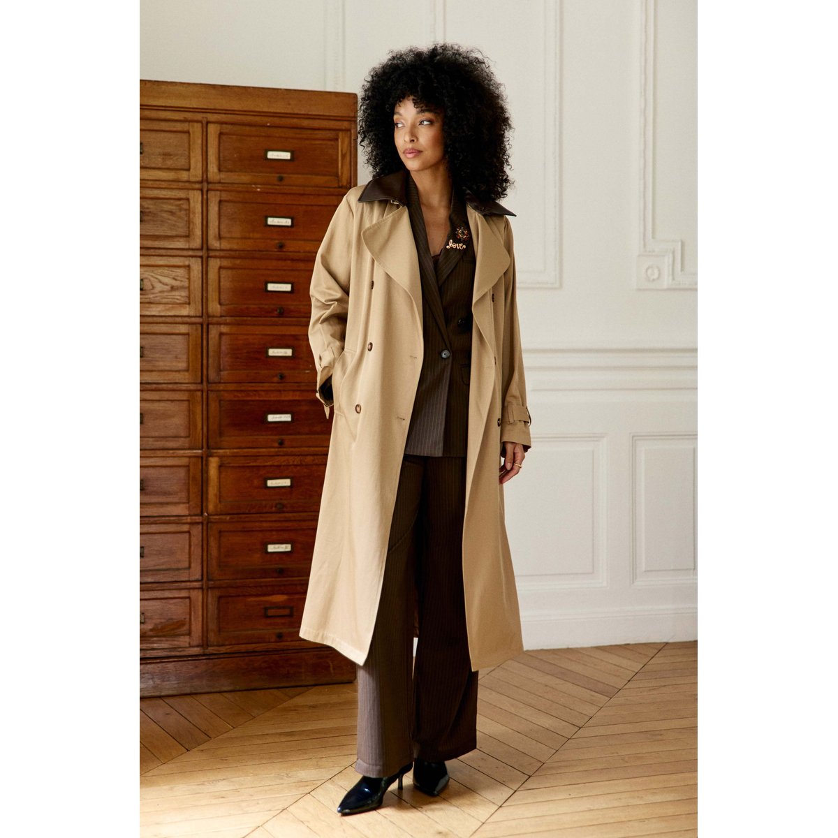 Trench col revers uni FARAGI 15-camel, LA PETITE ETOILE
