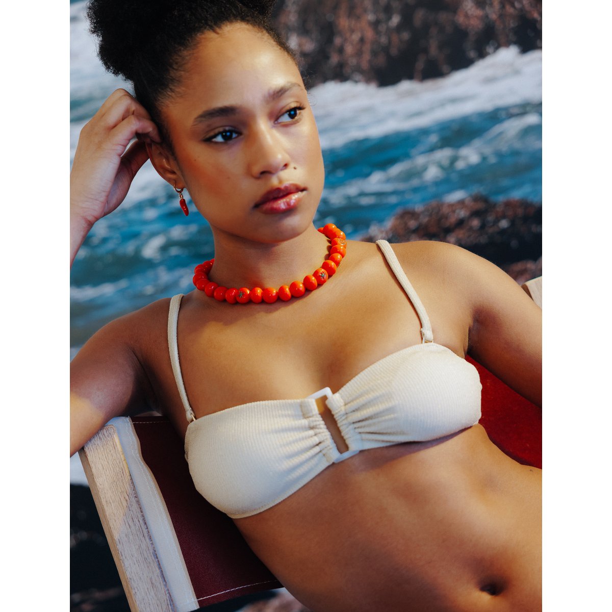 Haut de maillot de bain blanc écru, BZB