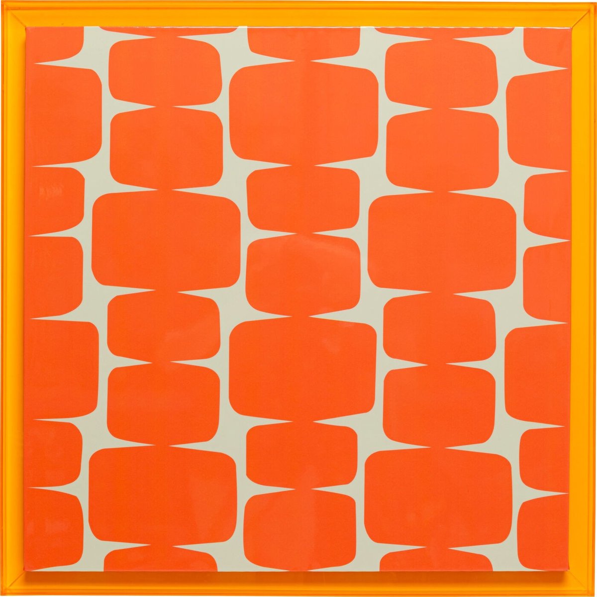 Toile en polyester encadrement polymère, SQUARE CHAINS orange, KARE DESIGN