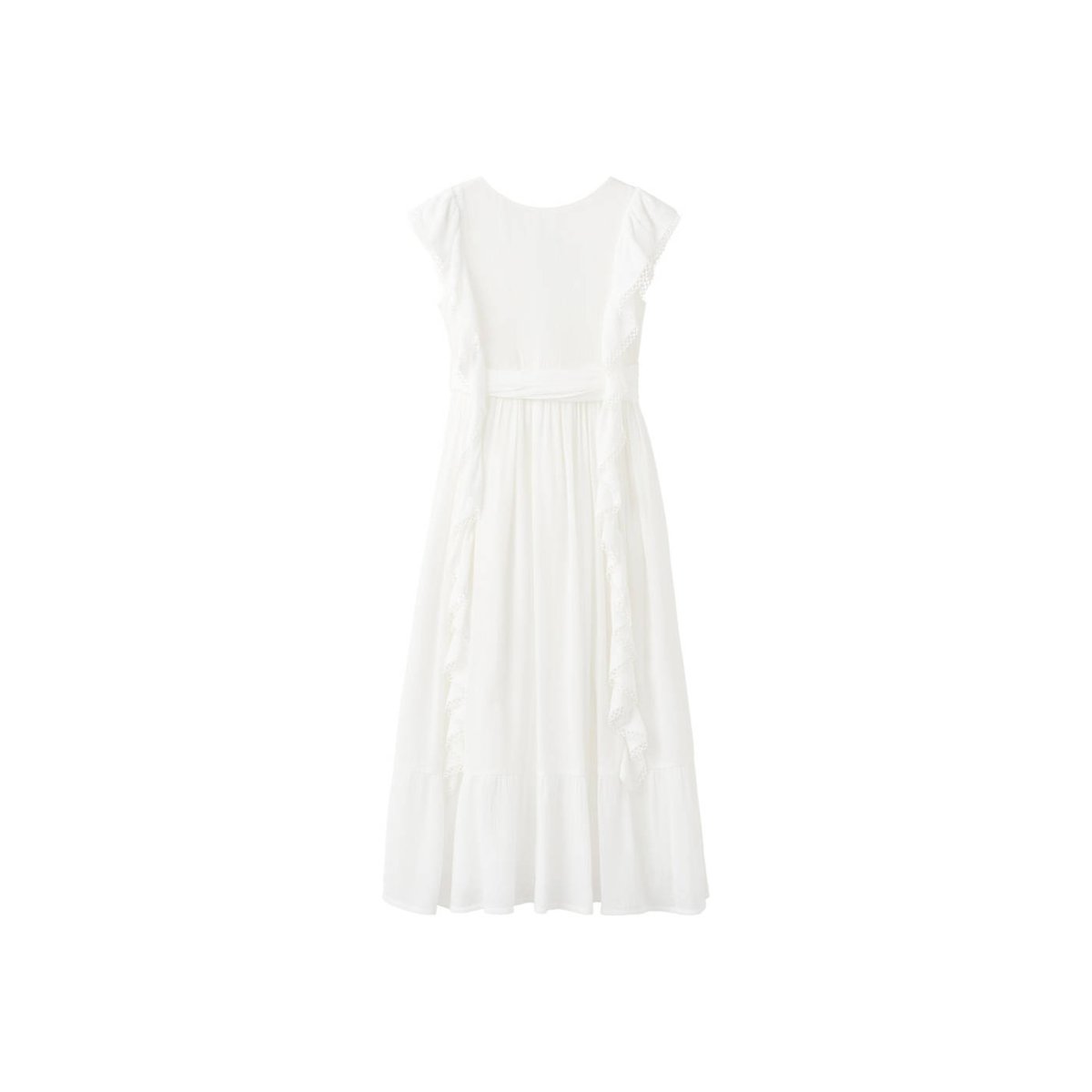 Robe longue à volants blanc, MANGO KIDS