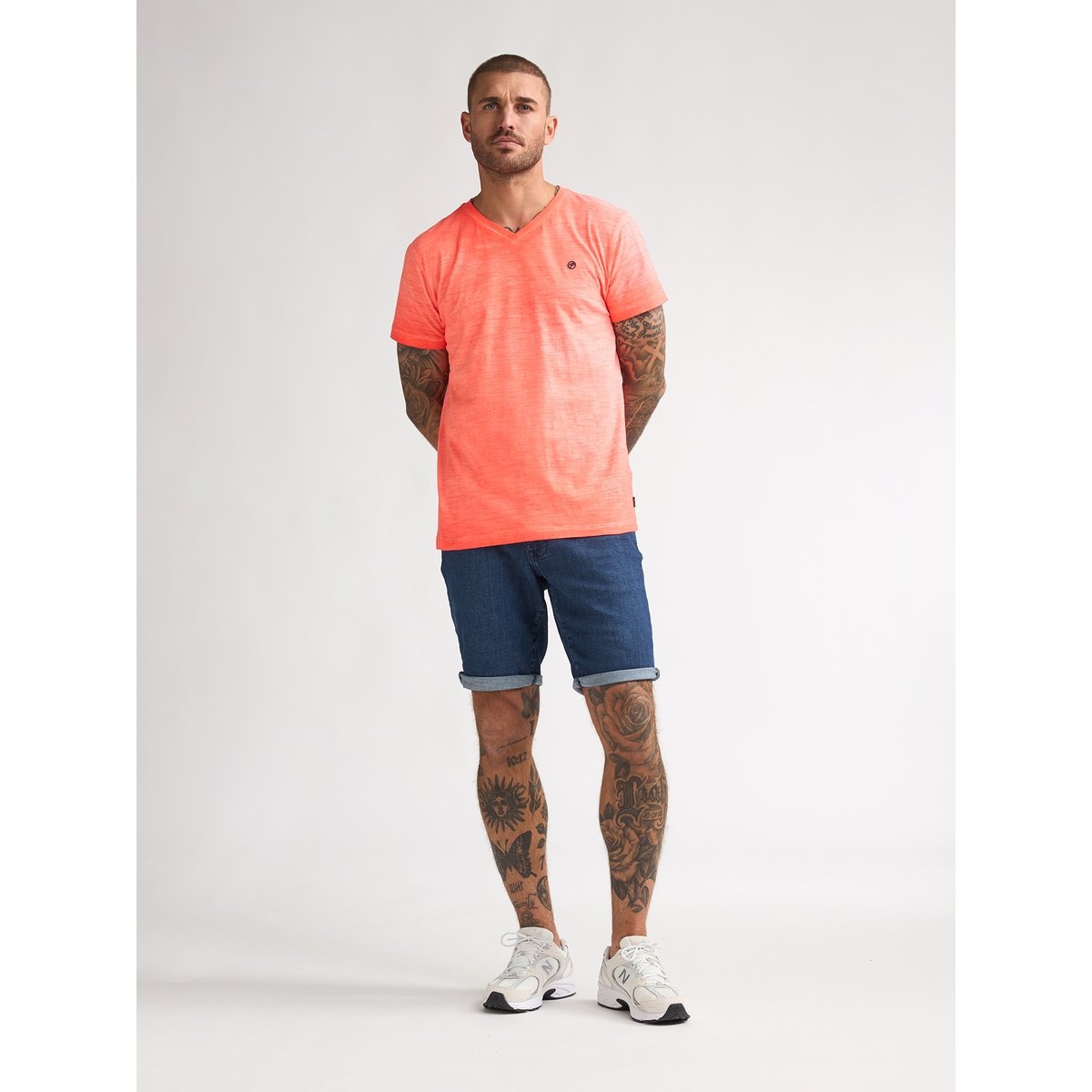 T-shirt col v polarissur rose fiery coral, PETROL INDUSTRIES