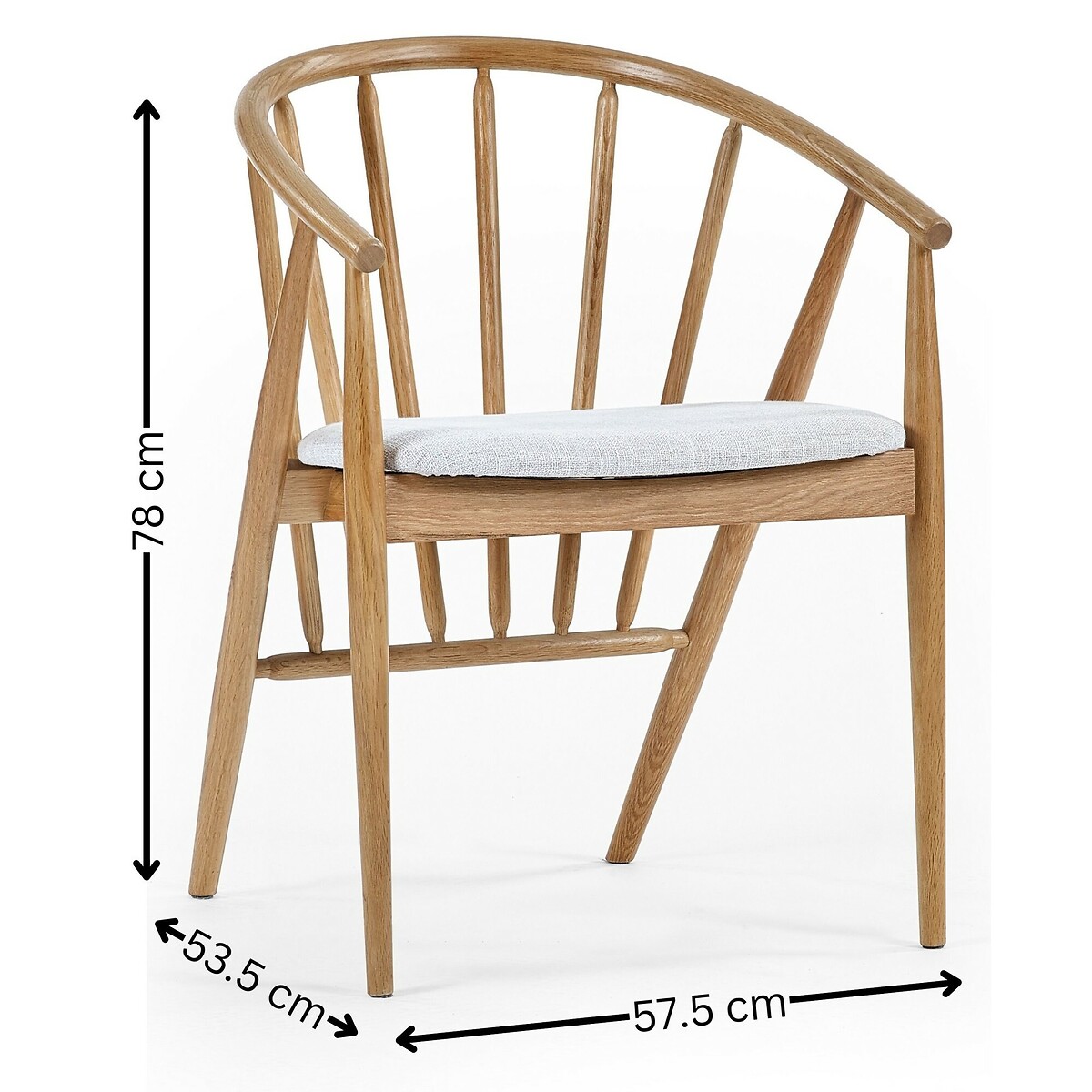 Oran Oak Curved Spindle Back Dining Chair natural oak, SO'HOME