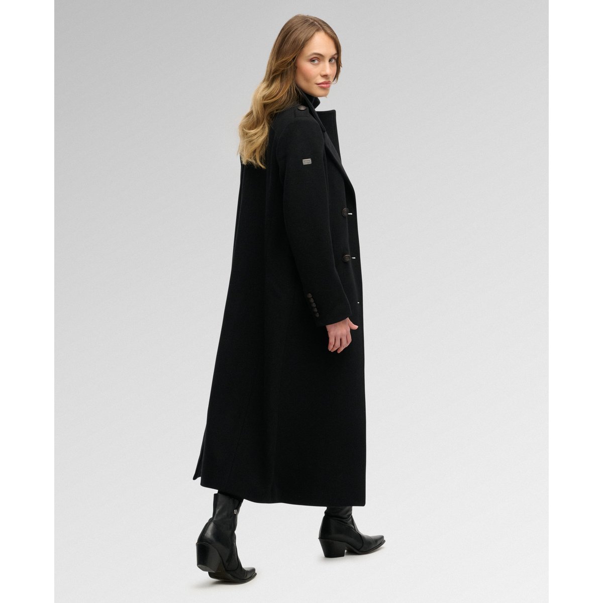 Manteau Croisé en Mélange de Laine noir, SUPERDRY