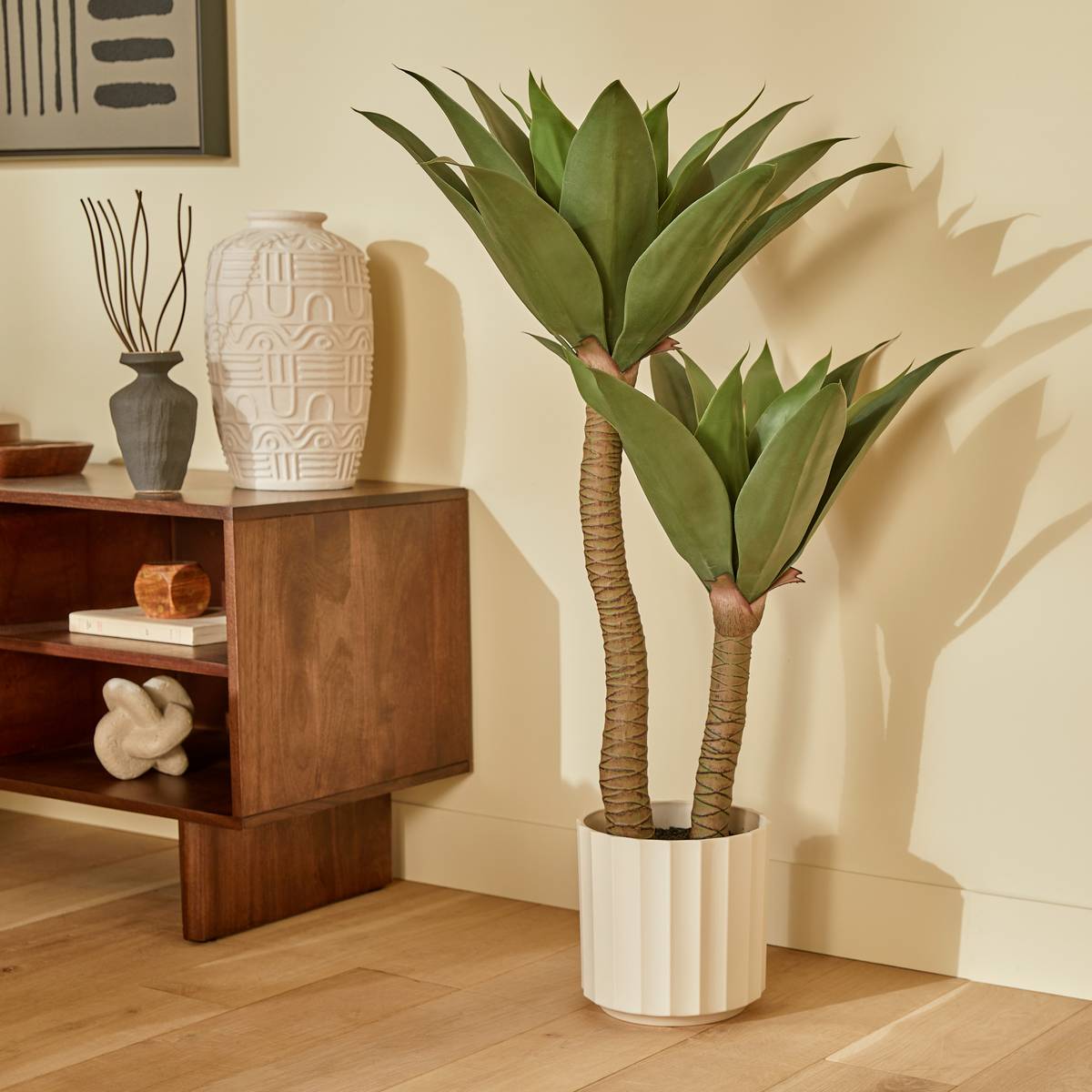 Agave artificiel grand format avec cache-pot NYER vert, ATMOSPHERA