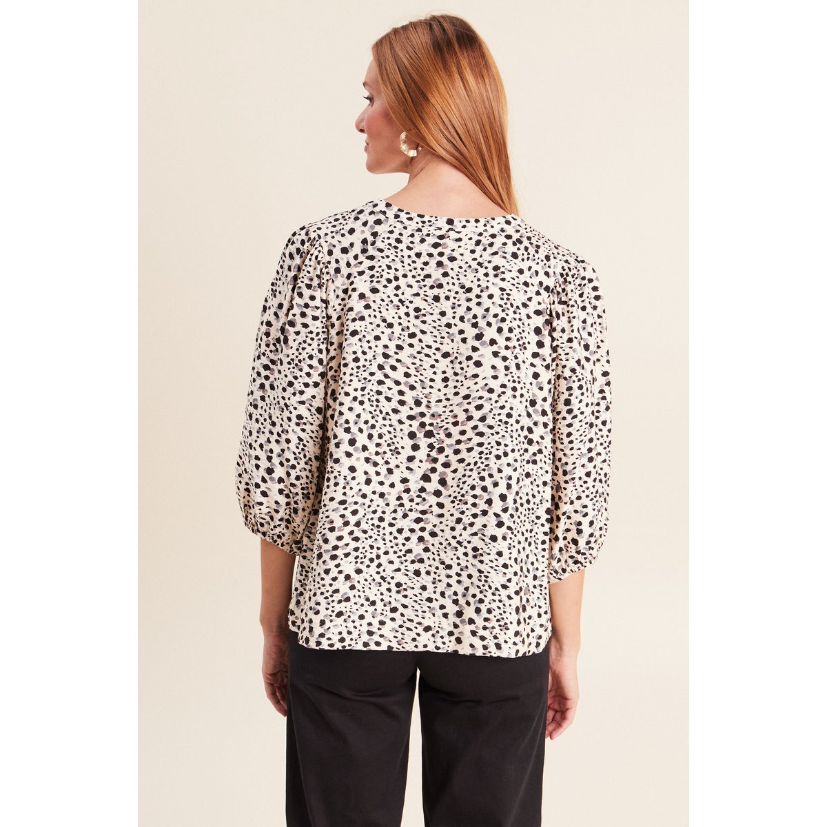 Blouse droite col rond manches 3/4 blanc, BREAL