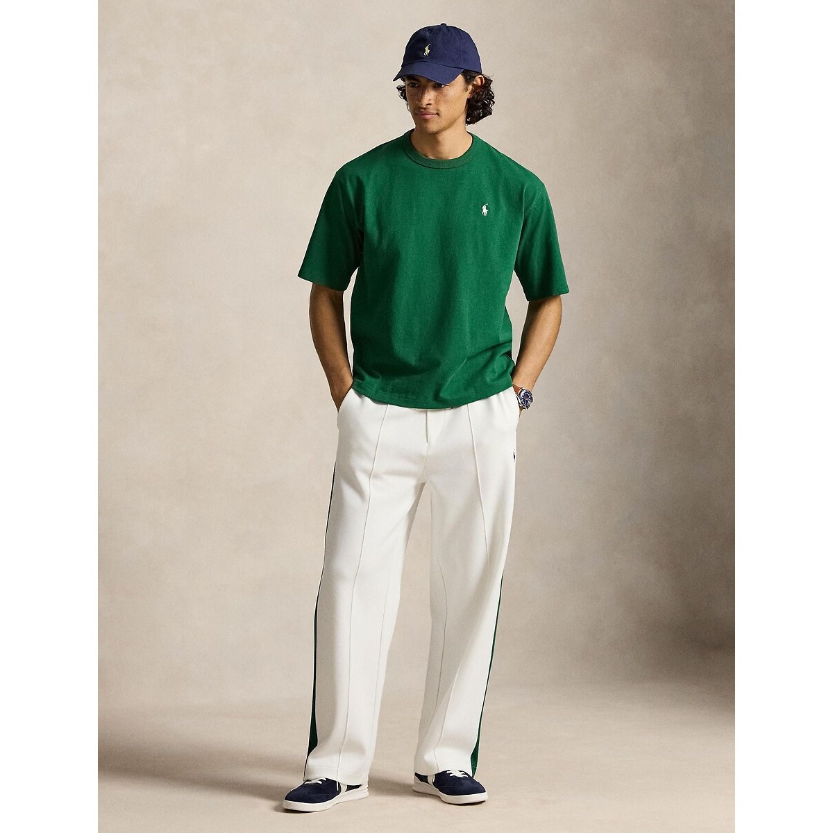 T-shirt a manica corta, vestibilità rilassata verde foresta, POLO RALPH LAUREN