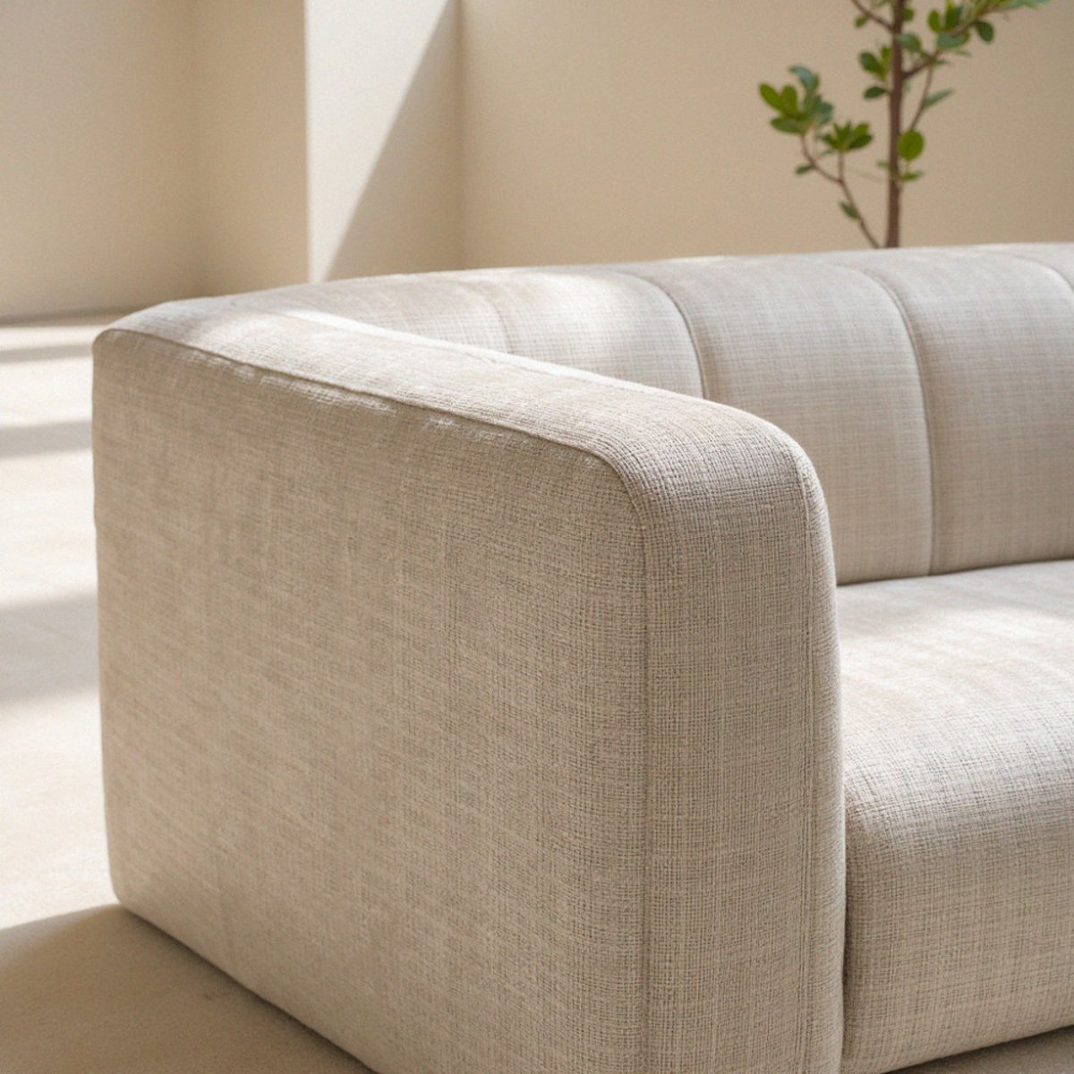 Canapé convertible 4 places en tissu chenille- DANAE écru, DRAWER