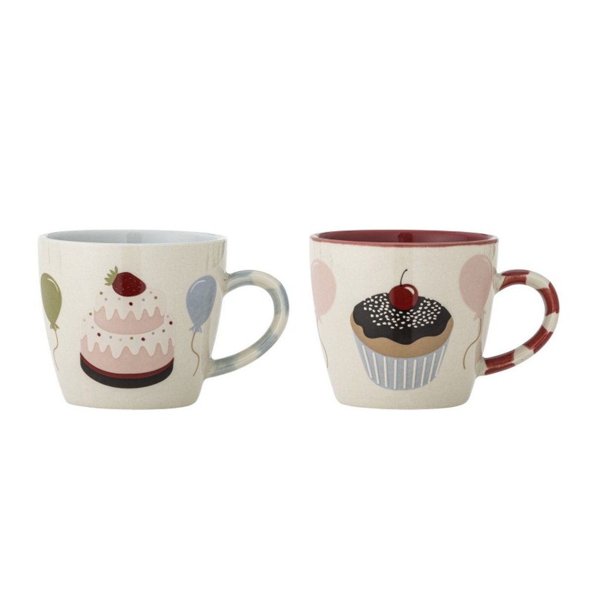 Mugs grès motif gâteaux Darby set de 2 multicolore, BLOOMINGVILLE