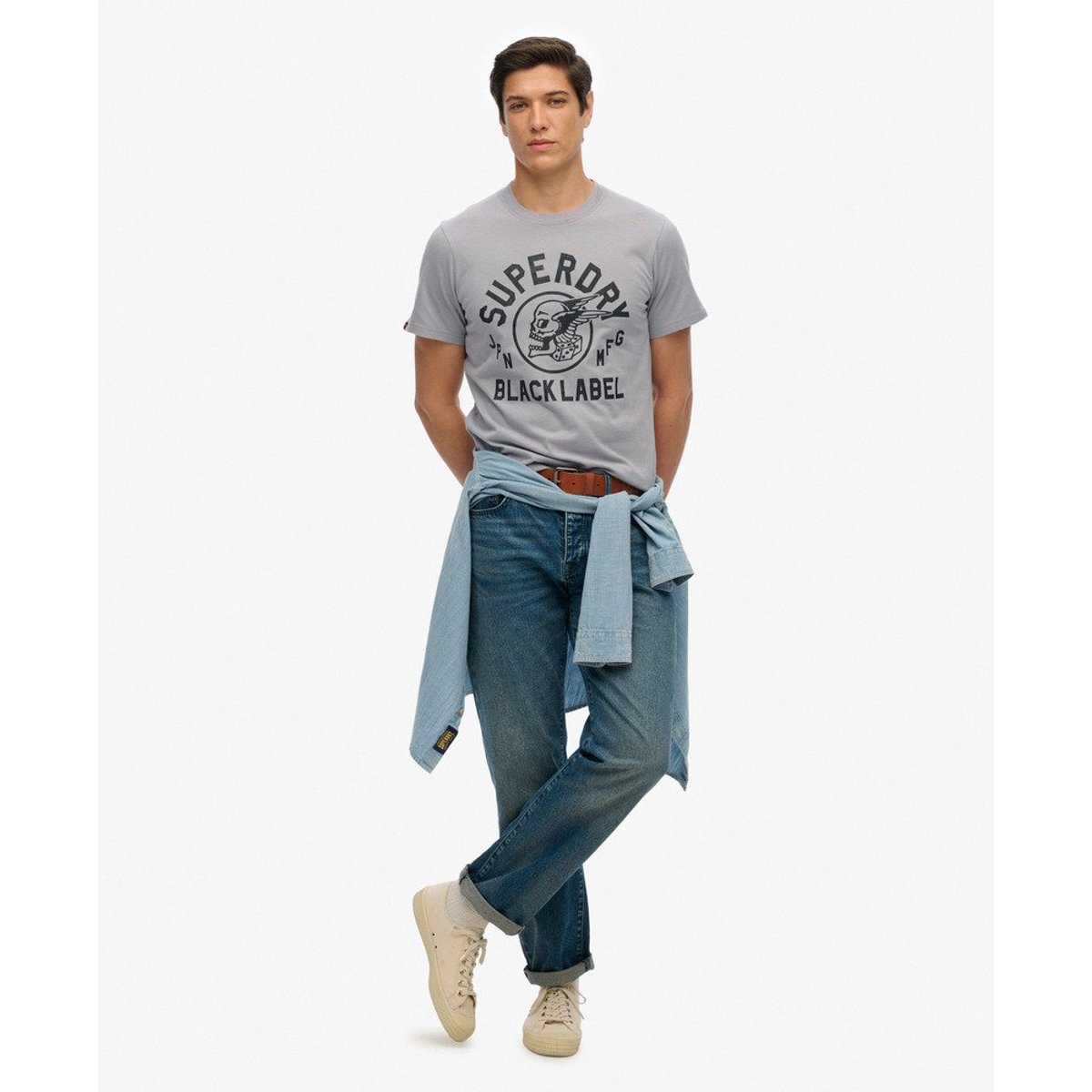 T-shirt Black Label anthracite, SUPERDRY