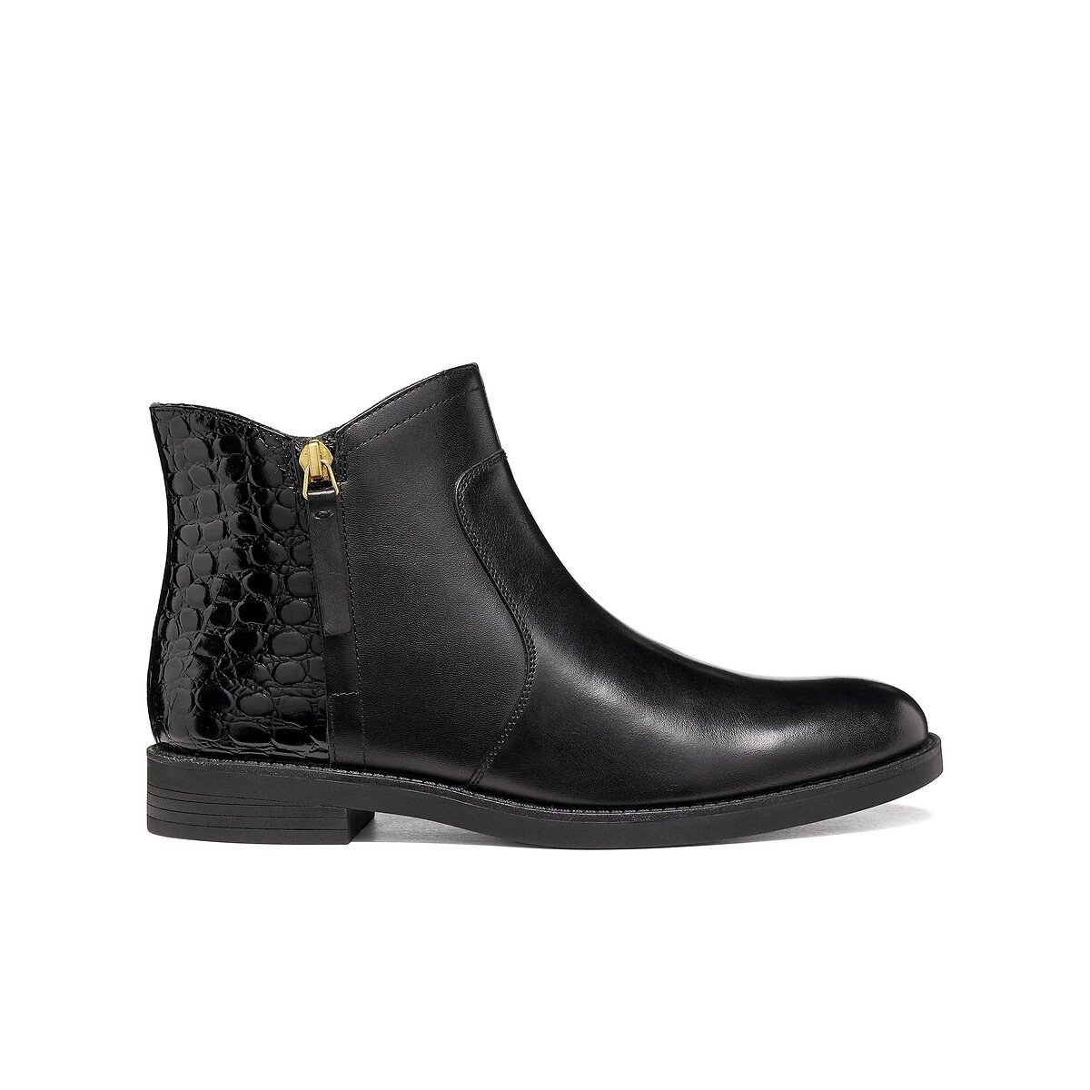 Bottines zippées en cuir, ESMEENA noir, GEOX