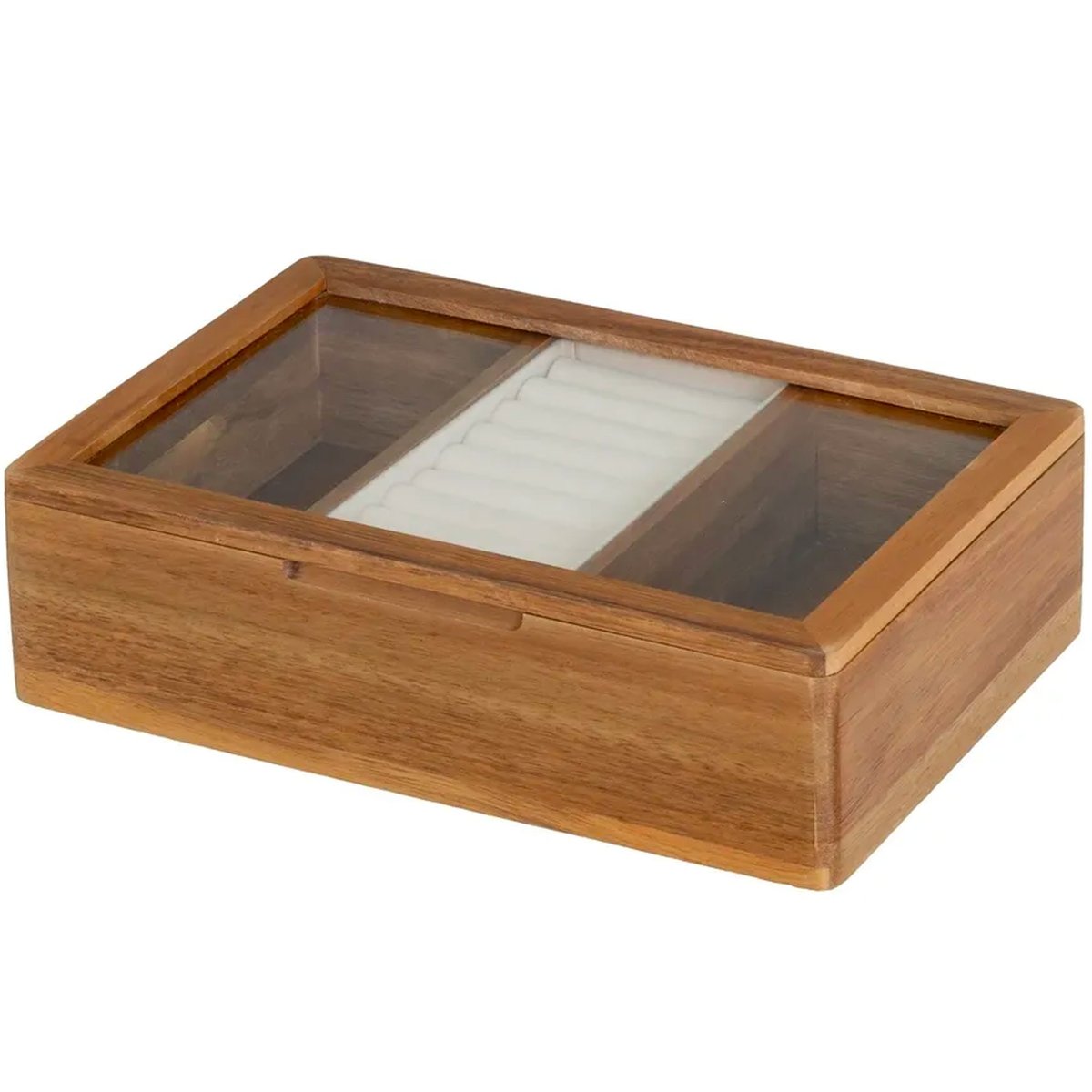 Boîte à bijoux en bois d'acacia et verre 24x16x6.5cm bois, WADIGA
