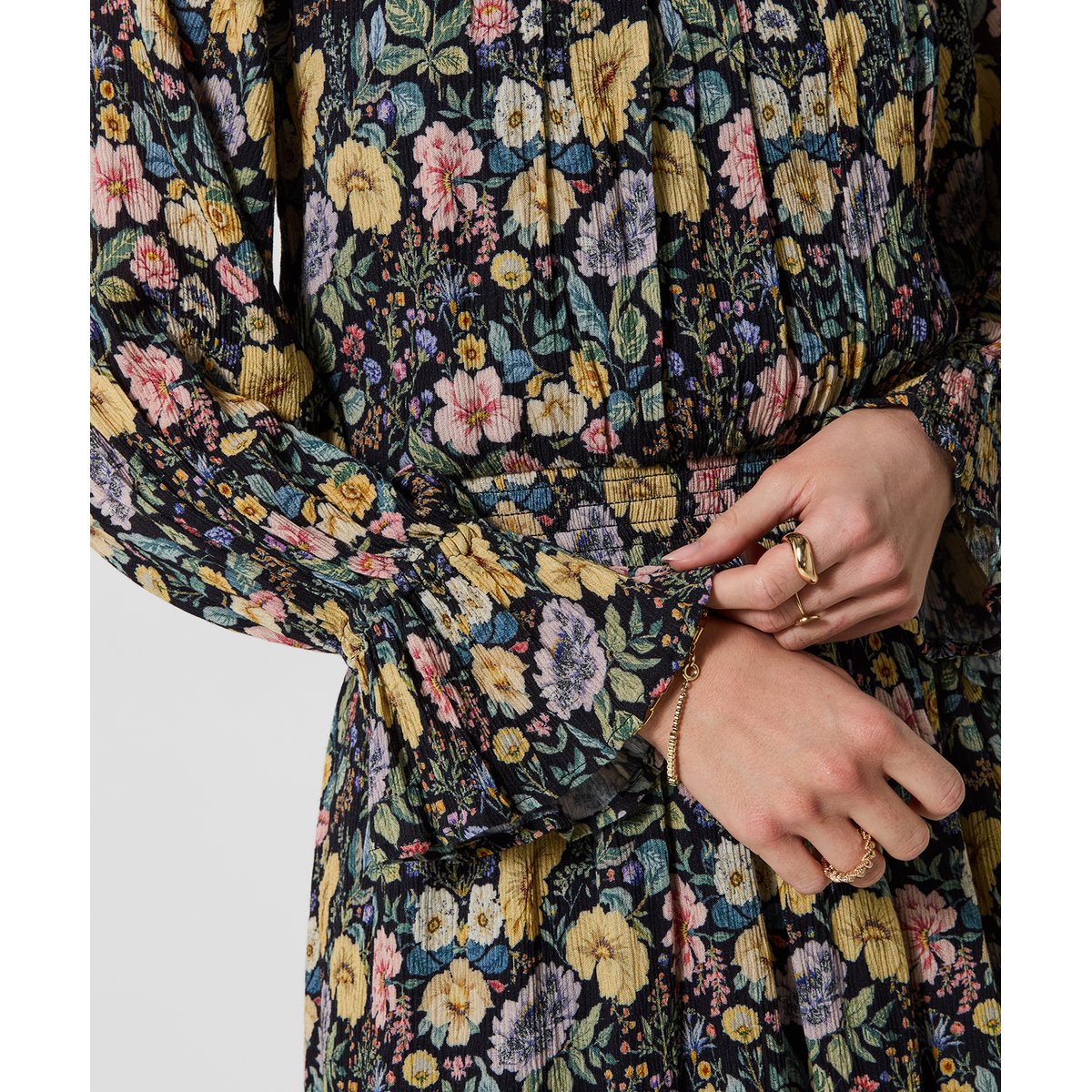 Robe Courte Fleurie à Col Montant Bonnie noir, JOE BROWNS