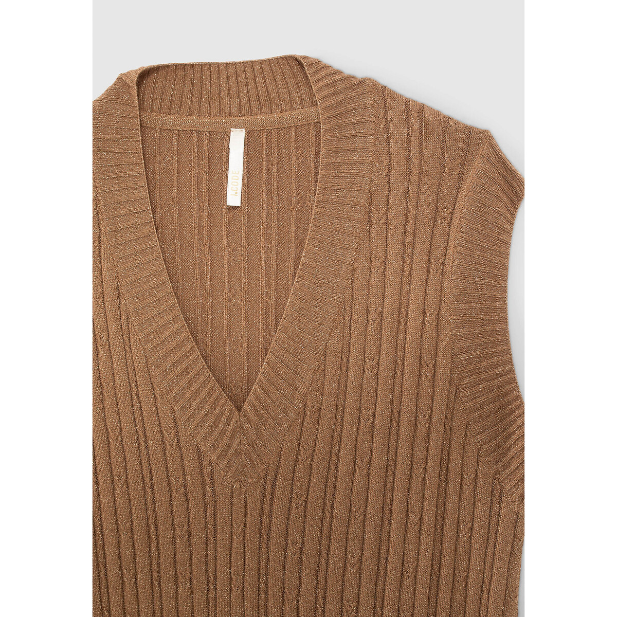 Robe irisée sans manches en maille beige, ICODE