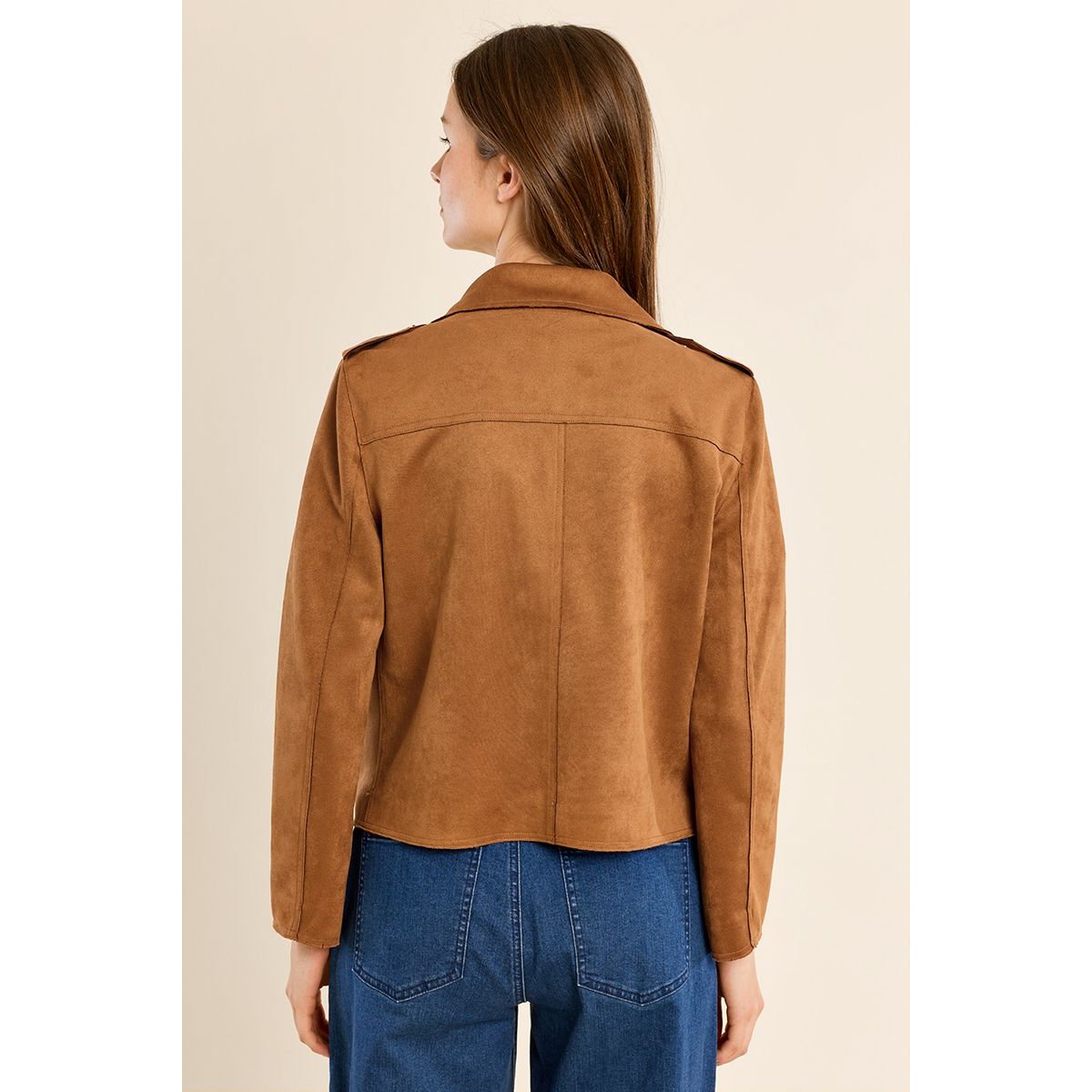 Veste perfecto en suédine camel, MOLLY BRACKEN